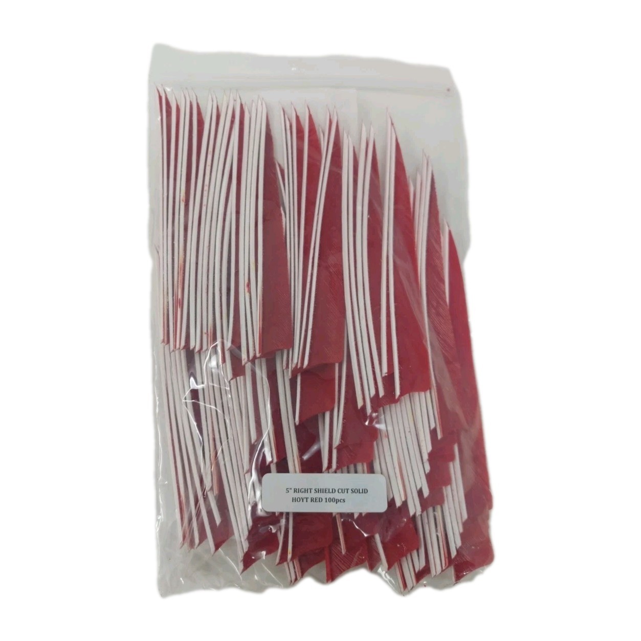 100pk Bullseye Archery Feathers 5" Right Wing: Shield Solid Hoyt Red