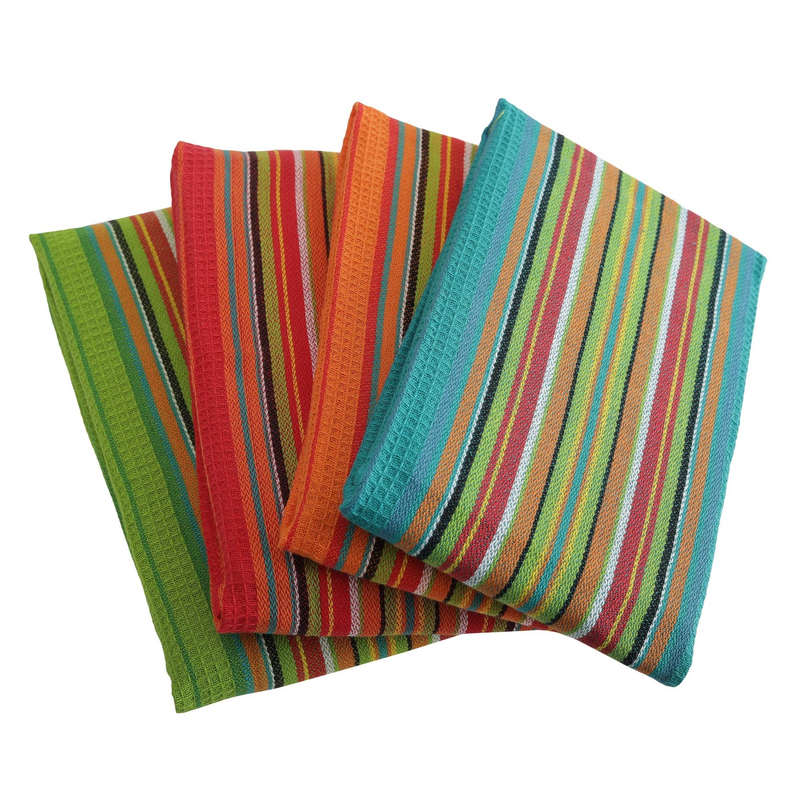 Salsa Stripe Kitchen Dish Towels, 100% Cotton, Highly Absorbent, Multi Purpos...