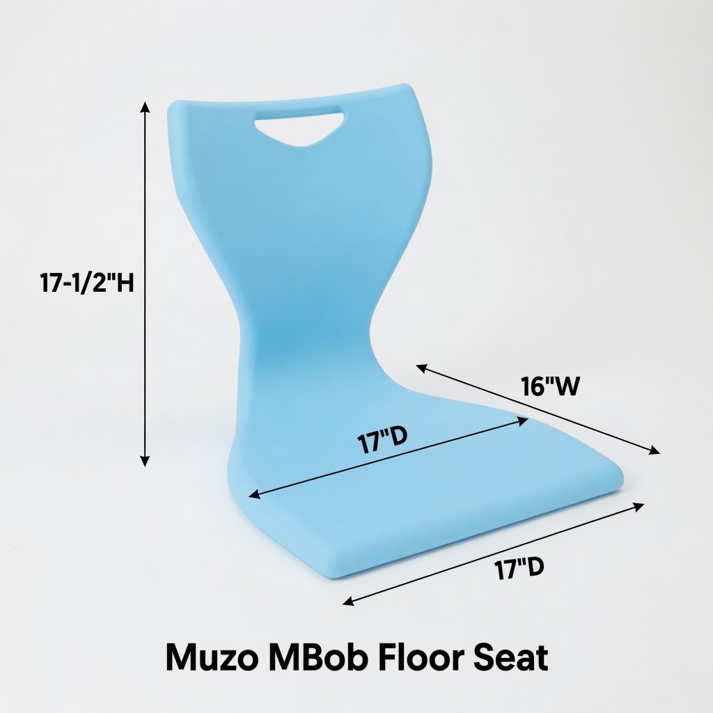 Muzo MBob Floor Seat 17.5Hx16Wx17D Blue Ergonomic Flexible Classroom Kids Chair