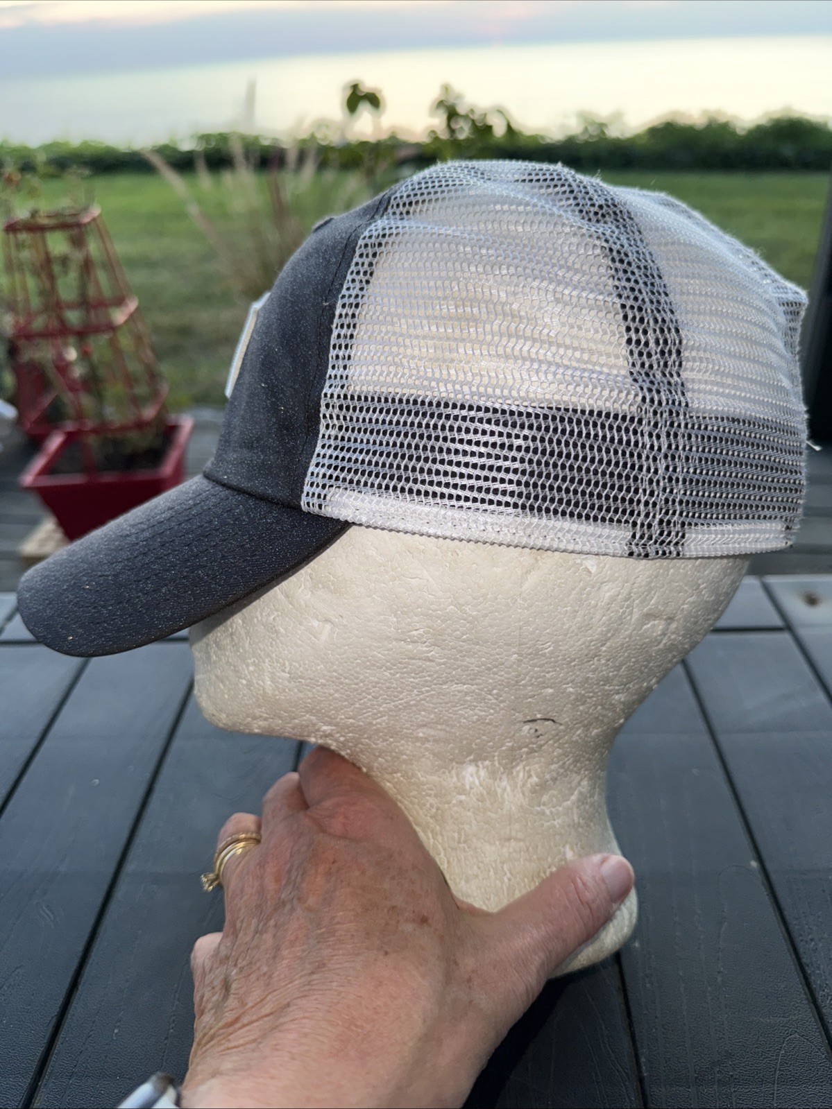 Detroit White Script D on Dark Gray Sparkle Hat Cap Women’s White Mesh SnapBack