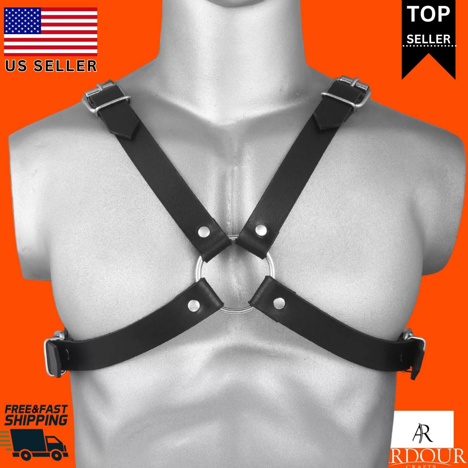 Premium Soft Leather Chest Harness for Men | Fully Adjustable Comfortable Strap