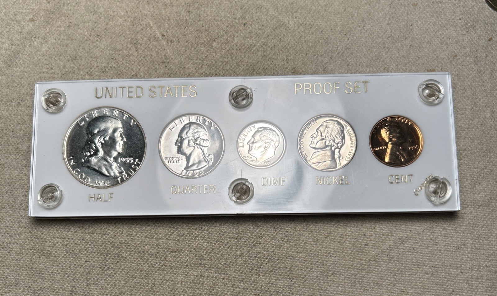 1955 MINT SILVER SET of U.S. COINS LUSTROUS BRILLIANT UNCIRCULATED