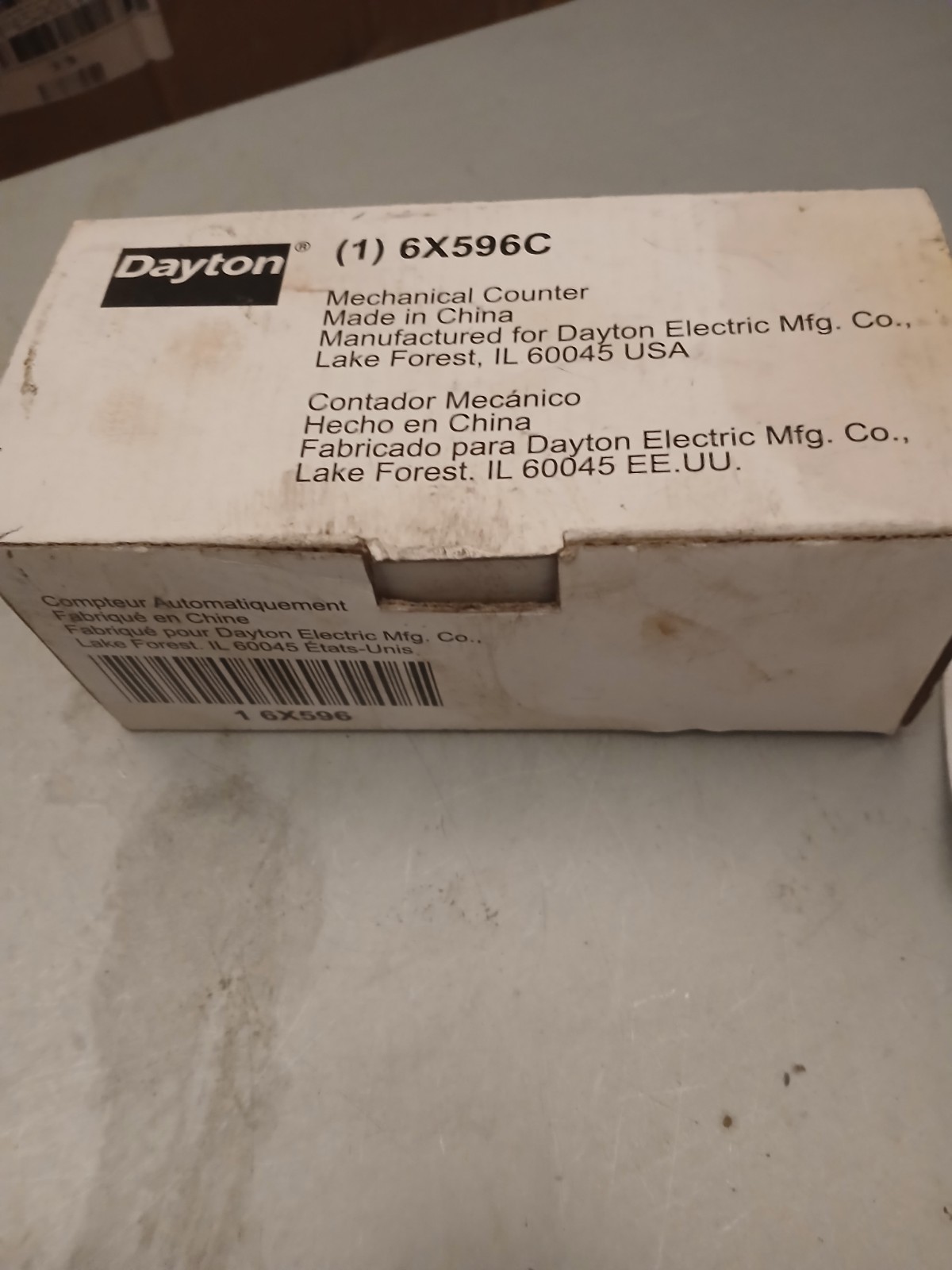 NEW Dayton Mechanical Counter, Black, Number of Digits: 6, Base Mounting  6X596C