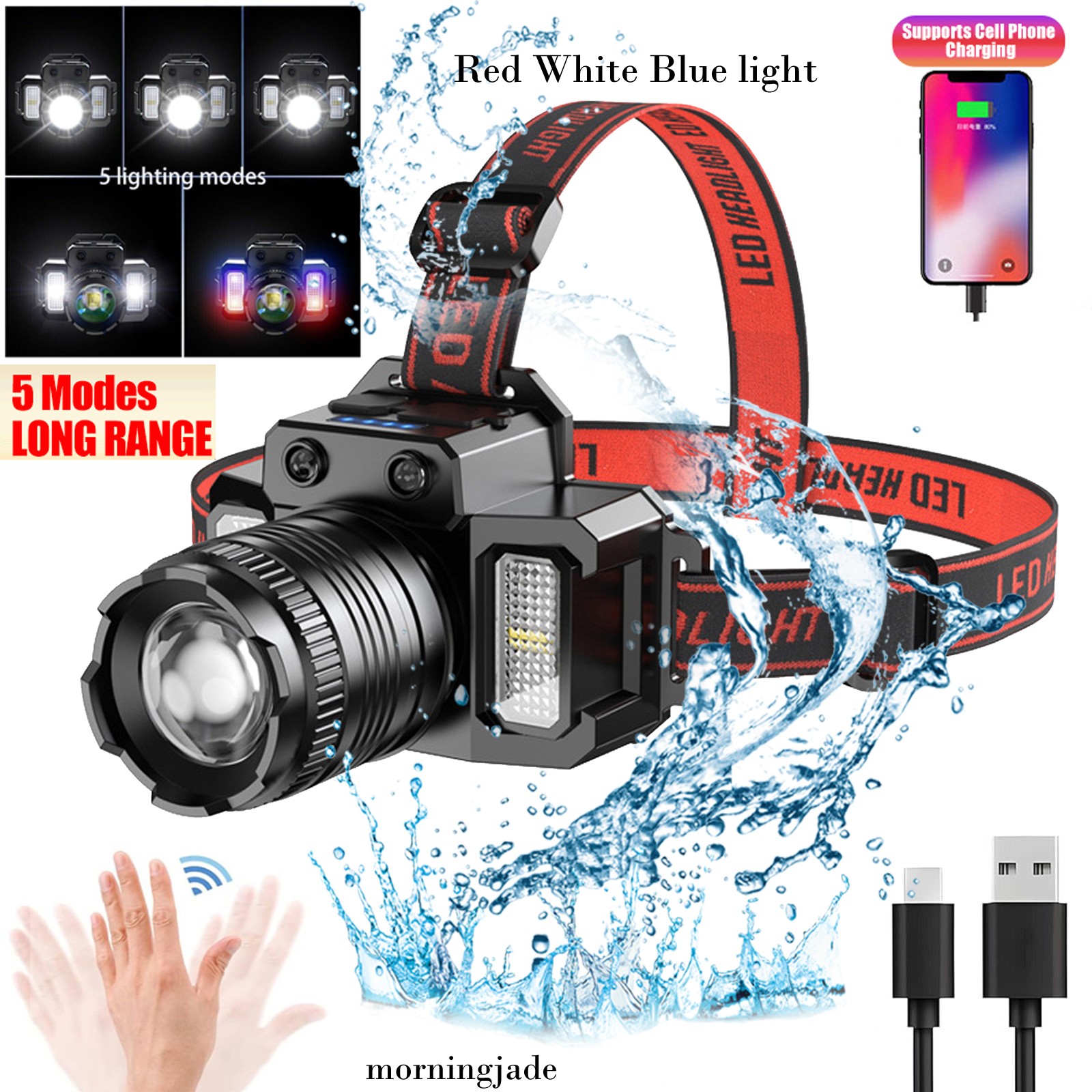 990000LM LED Headlamp Rechargeable Headlight Zoomable Head Torch Lamp Flashlight