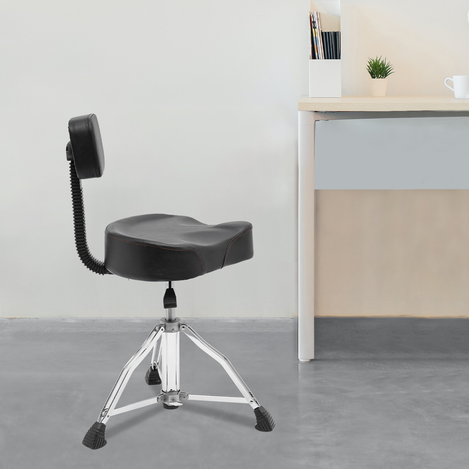Drum Stool with Backrest Height Adjustable Drum Stool Pneumatic Drum Chair Black