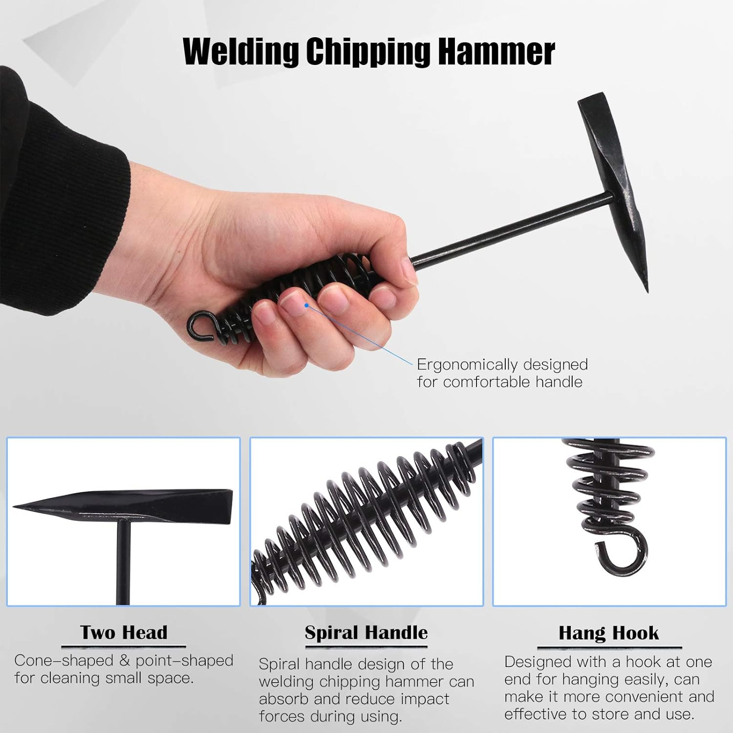 Welding Chipping Hammer Set 10" With Wire Brush And Protective Gloves 4Pc