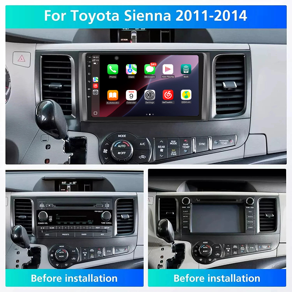 9" For Toyota Sienna 2011-2014 Carplay Car Stereo Radio Multimedia Screen GPS BT