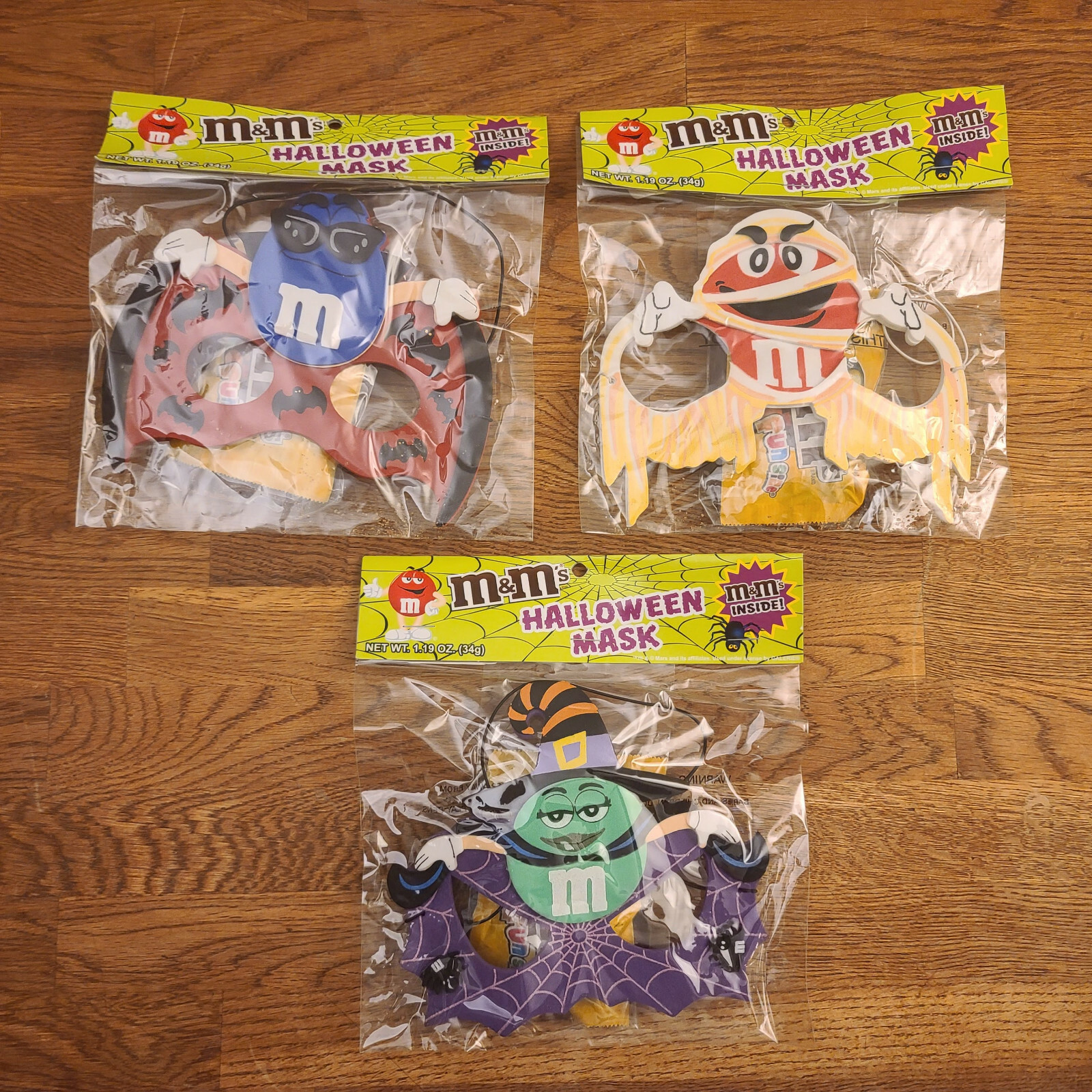 VTG Set of 3 M&M's Halloween Costume Mummy/Witch/Vampire by Galerie SEALED
