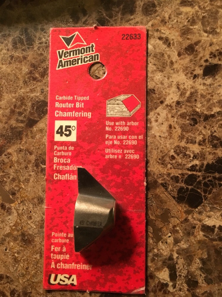 VERMONT AMERICAN 22633 Carbide Tipped 45° Chamfering Router Bit Made In The USA