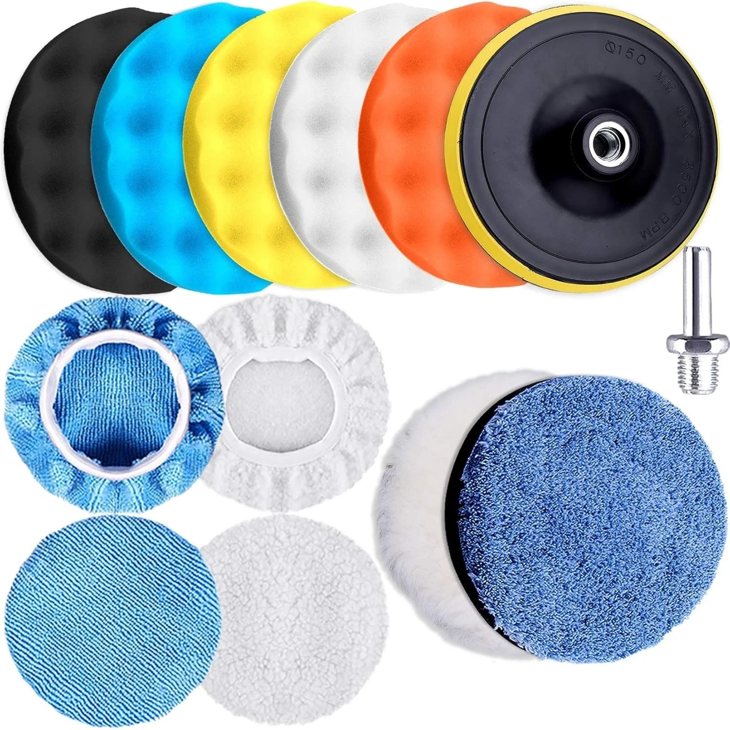 13 Pieces Buffing Pads 5 Inch Car Polishing Pad Kit Foam Polish Pads Wax Buff...