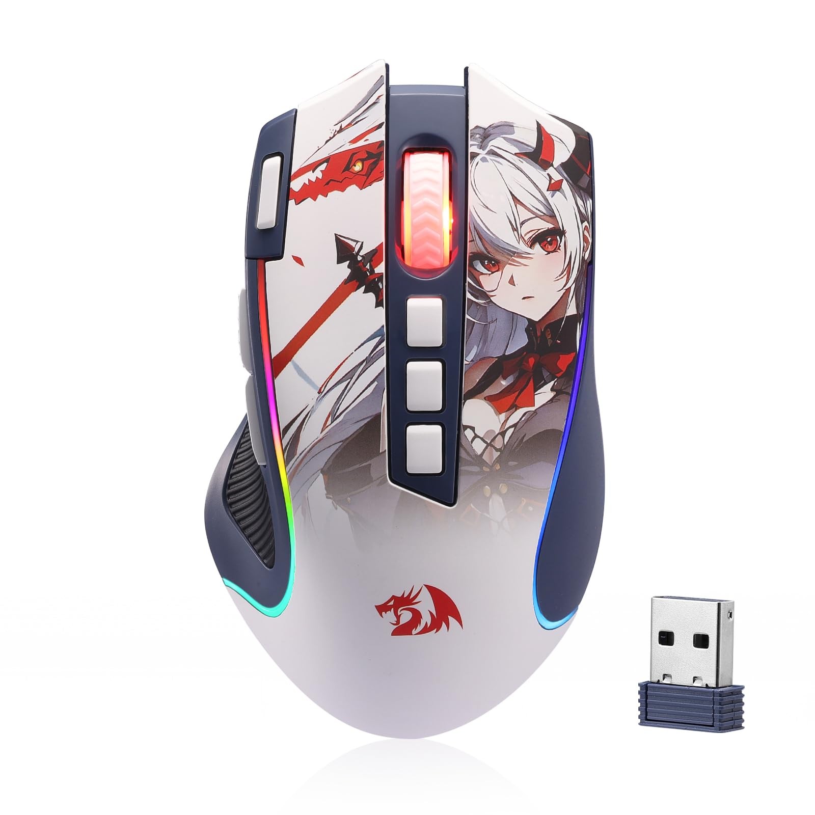 M612AK PRO RGB Anime Gaming Mouse, 8000 DPI Wired/Wireless Optical Mouse with...