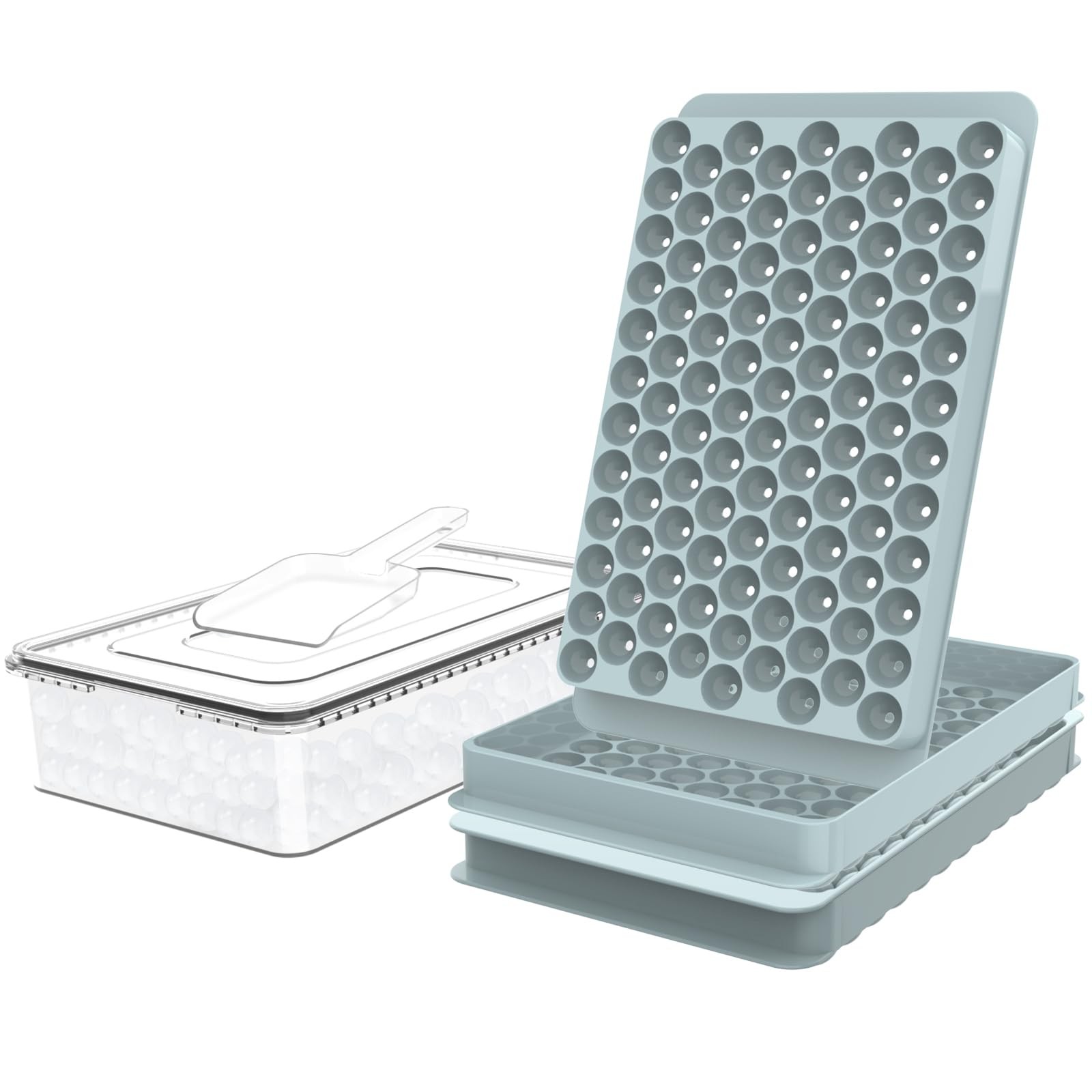 WIBIMEN Mini Ice Cube Trays, 0.55” Tiny Pebble for 2Pack/0.55In, Blue