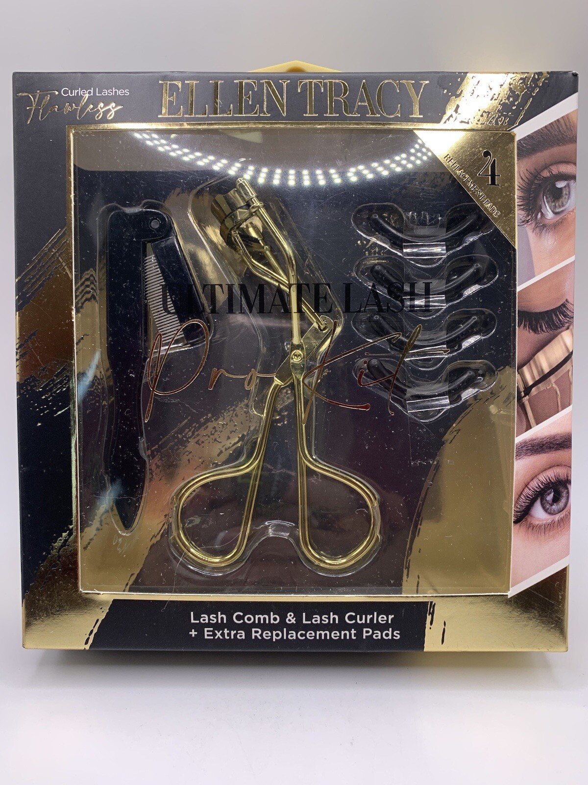 Ellen Tracy Flawless Curled Lashes Kit Lash Comb Lash Curler +Replacement Pads