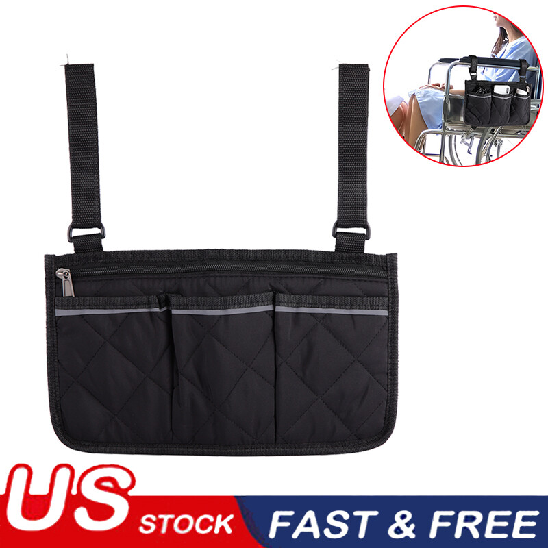 Wheelchair Side Pocket Organizer Holder Pouch Storage Bag Rollator Walker Aid US