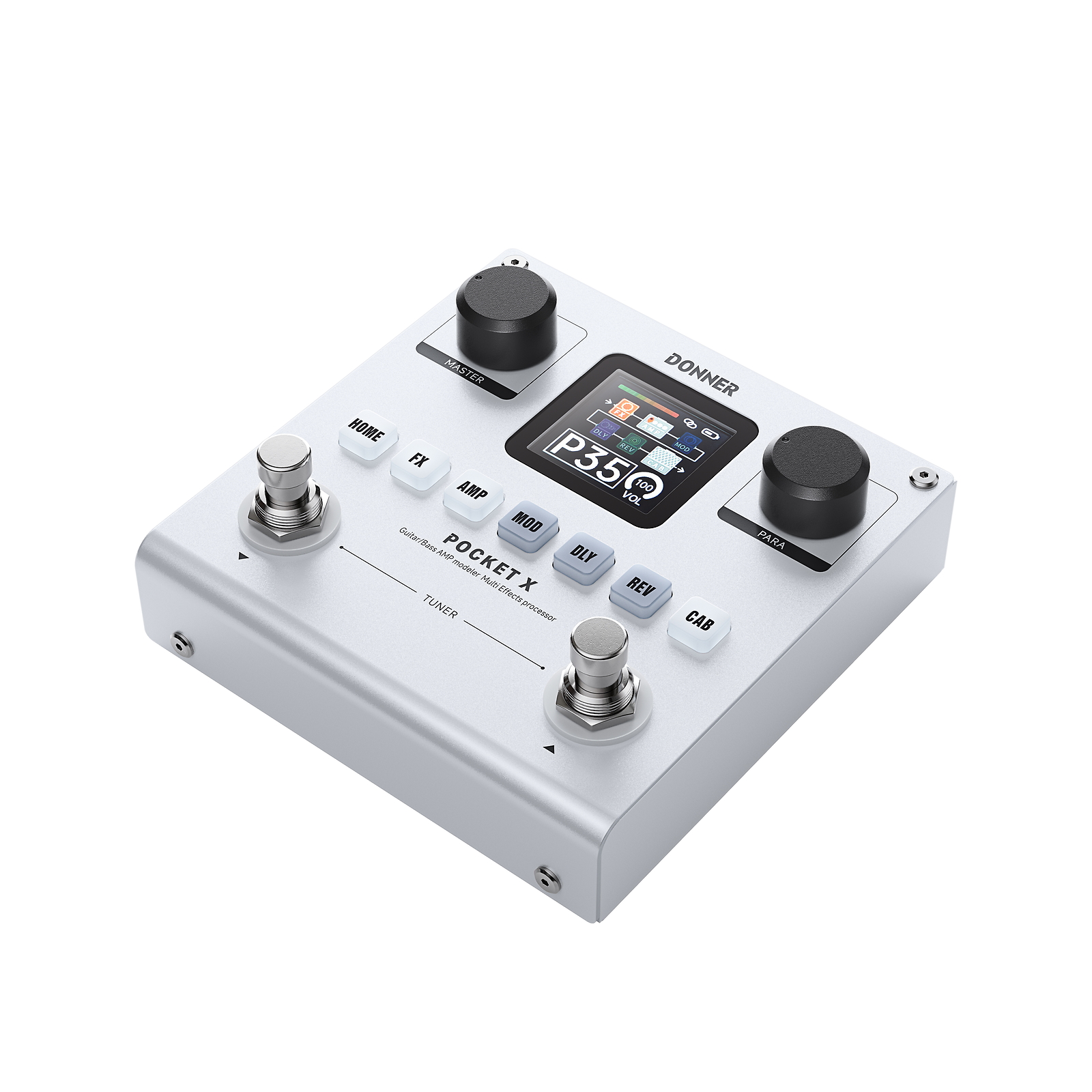 Donner Pocket X Multi Effects Pedal 62 Effects 20 IRs 3-band EQ Built-in Battery