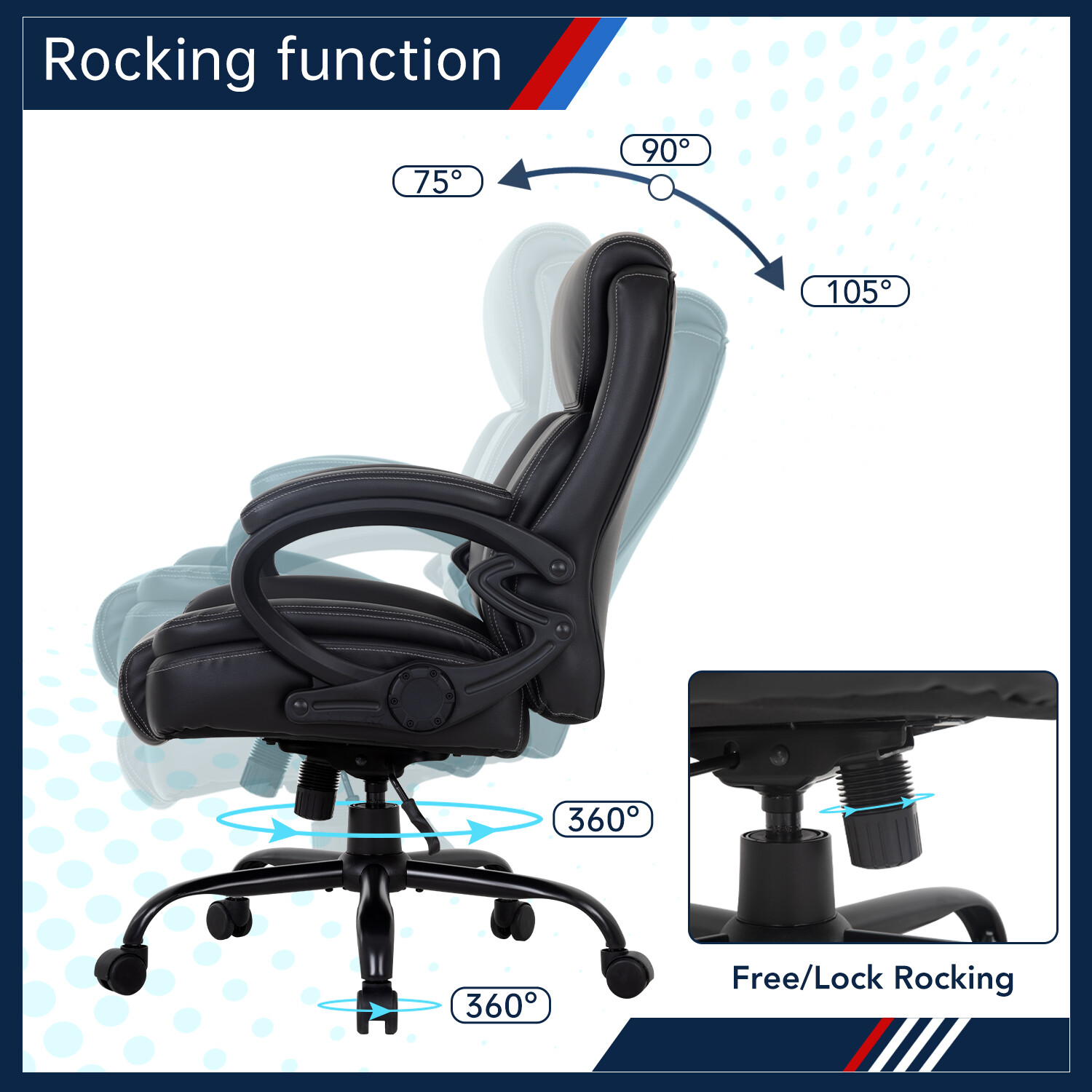 Big and Tall Office Chair Heavy Duty 400LBS Executive Desk Chair with Wide Seat