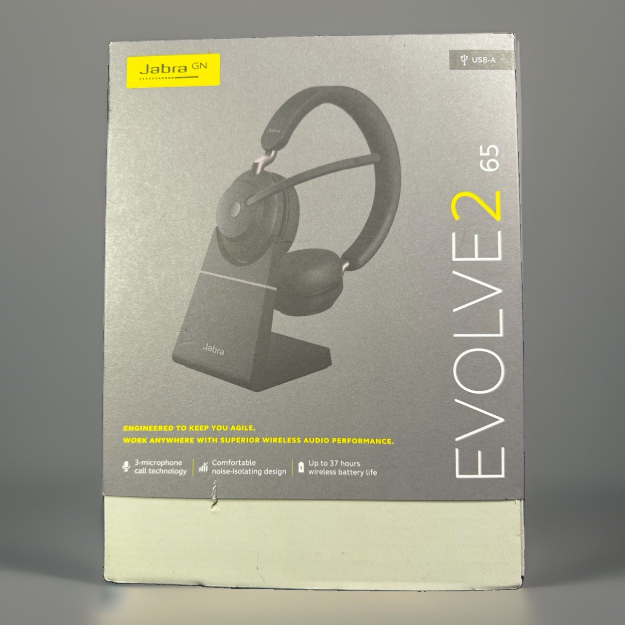 Jabra Evolve2 65 MS Teams Isolation Headset & Stand, Wireless Stereo USB-A Black