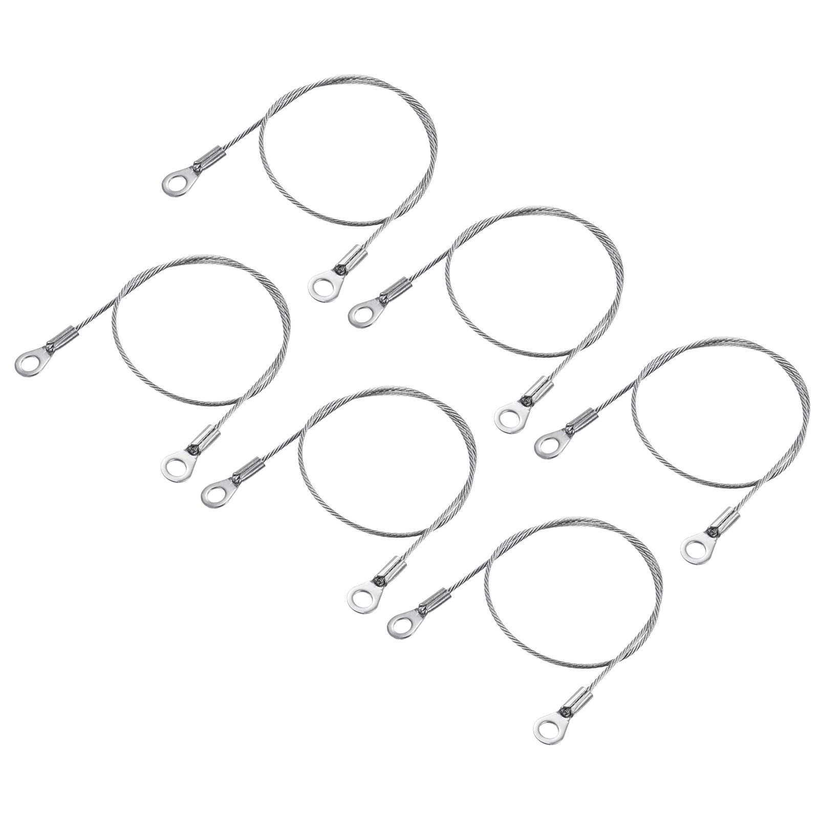 6 Pcs Stainless Steel Lanyard Cables, Eyelets Ended Security Wire Rope | Grea...