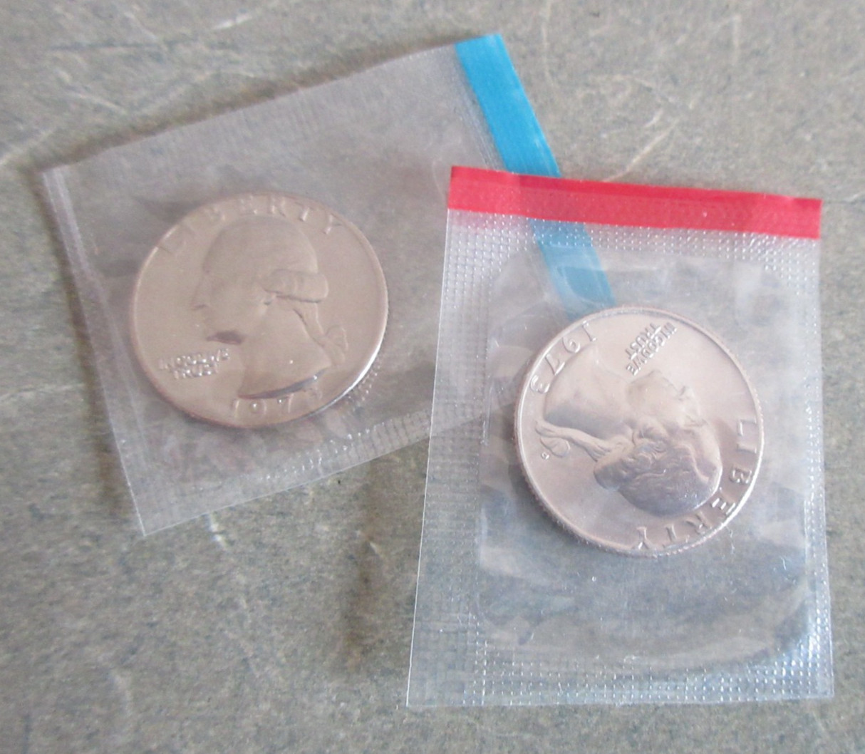1973 P&D Washington Quarters Uncirculated in US Mint Cello