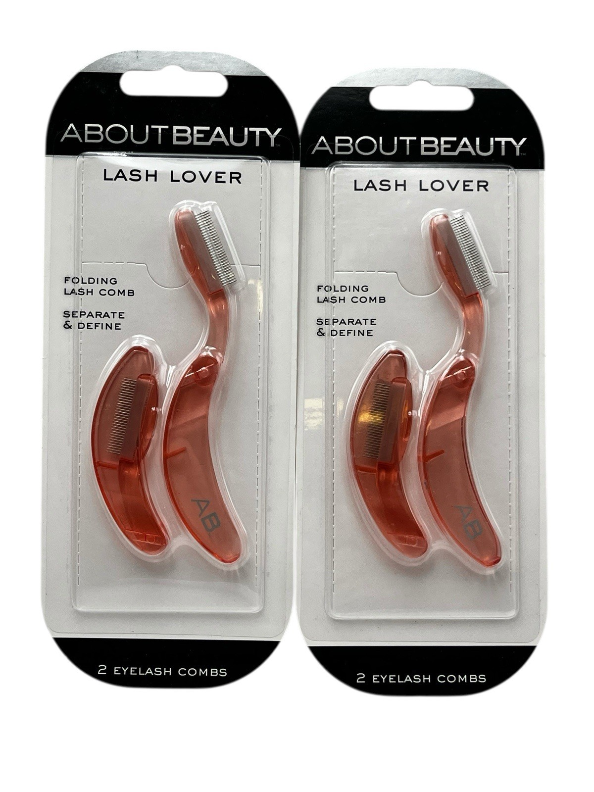 Lot of 2 ABOUT BEAUTY Lash Lover Folding Lash Comb 2 Pack Eyelash Separator Tool