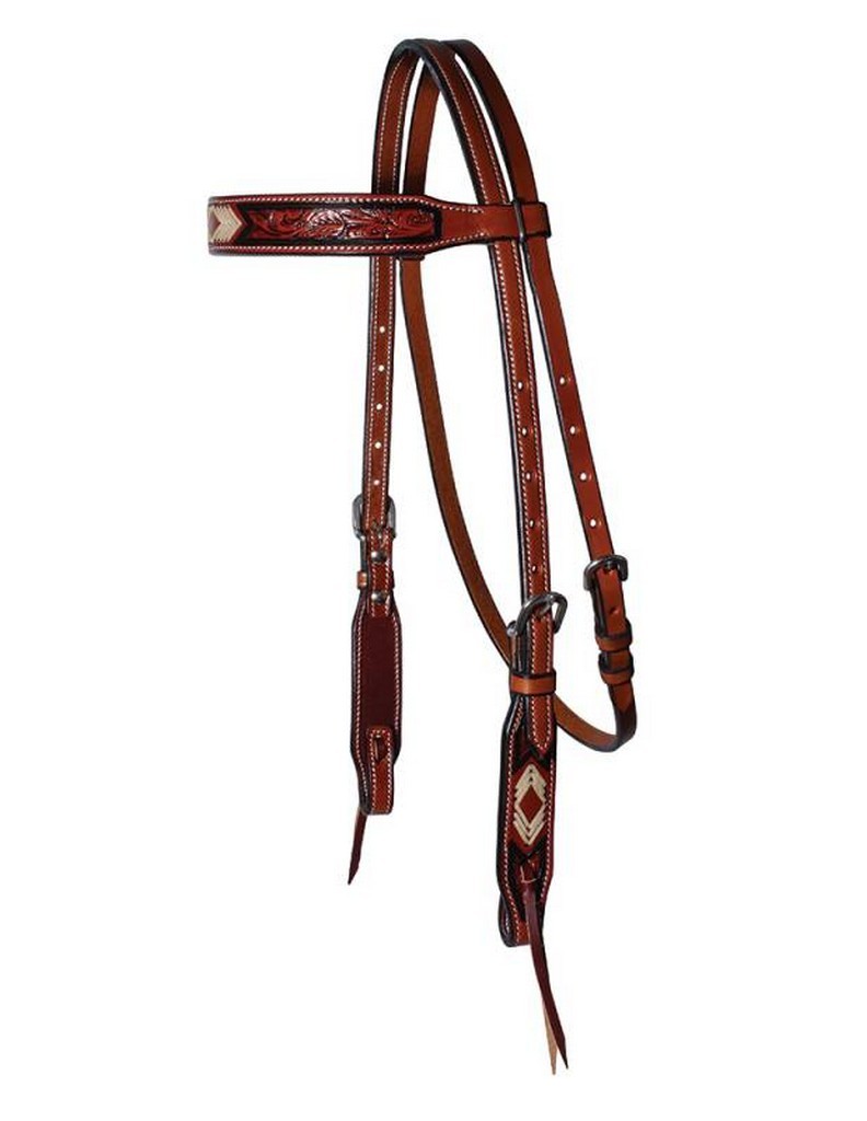 Professionals Choice Headstall Arrowhead Browband Lace Brown 3P4012