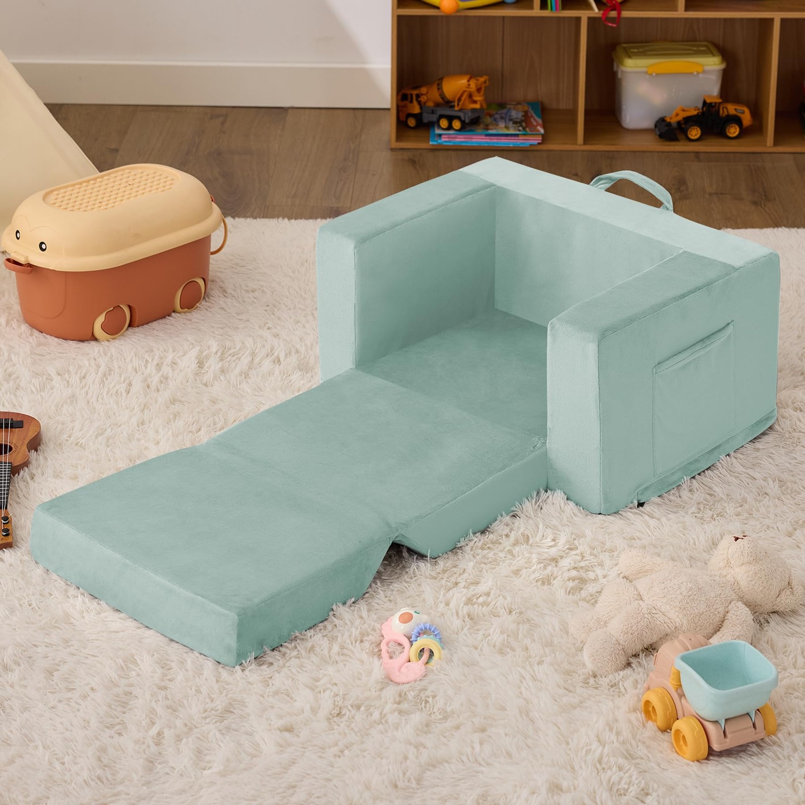 Kids Couch, 2-in-1 Toddler Chair Comfy 1-3 Years, Convertible Kids Chair, Tod...