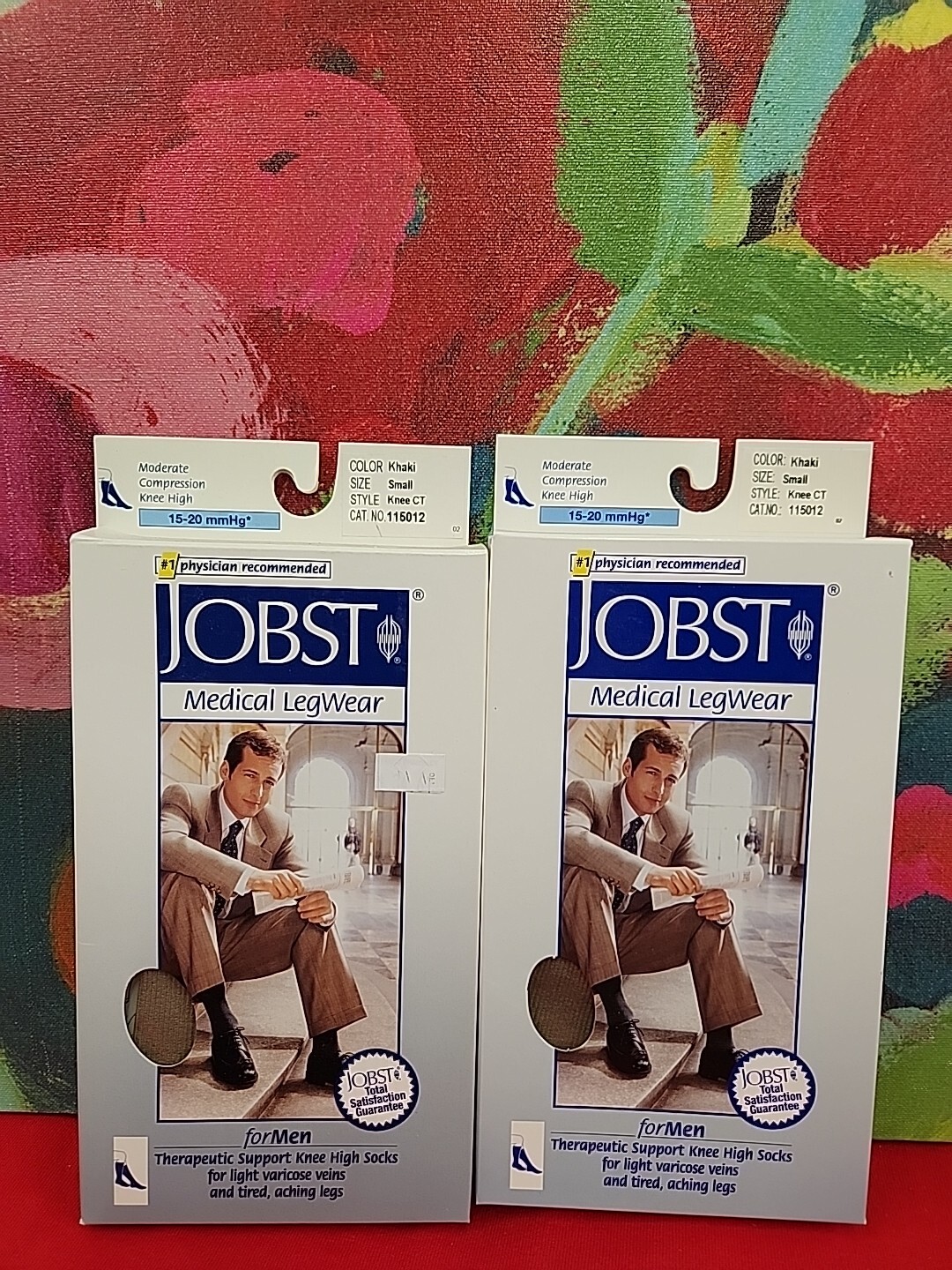 JOBST Lot Of 2 Pr Mens Knee Hi CT Socks 15-20mmHg Khaki Size Small New In Box