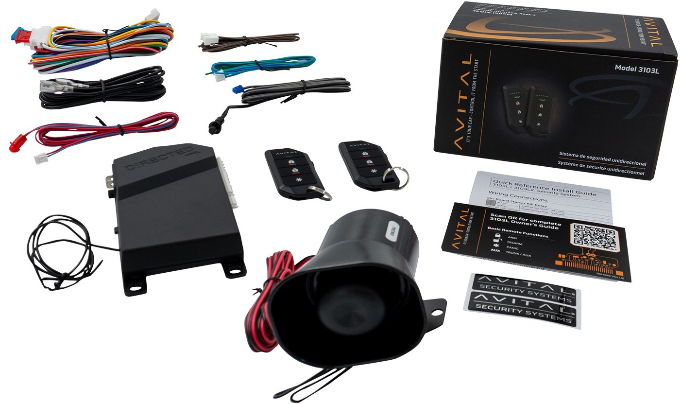 Avital 3103-L Automotive 1-Way Security System with Two 4-Button Remotes