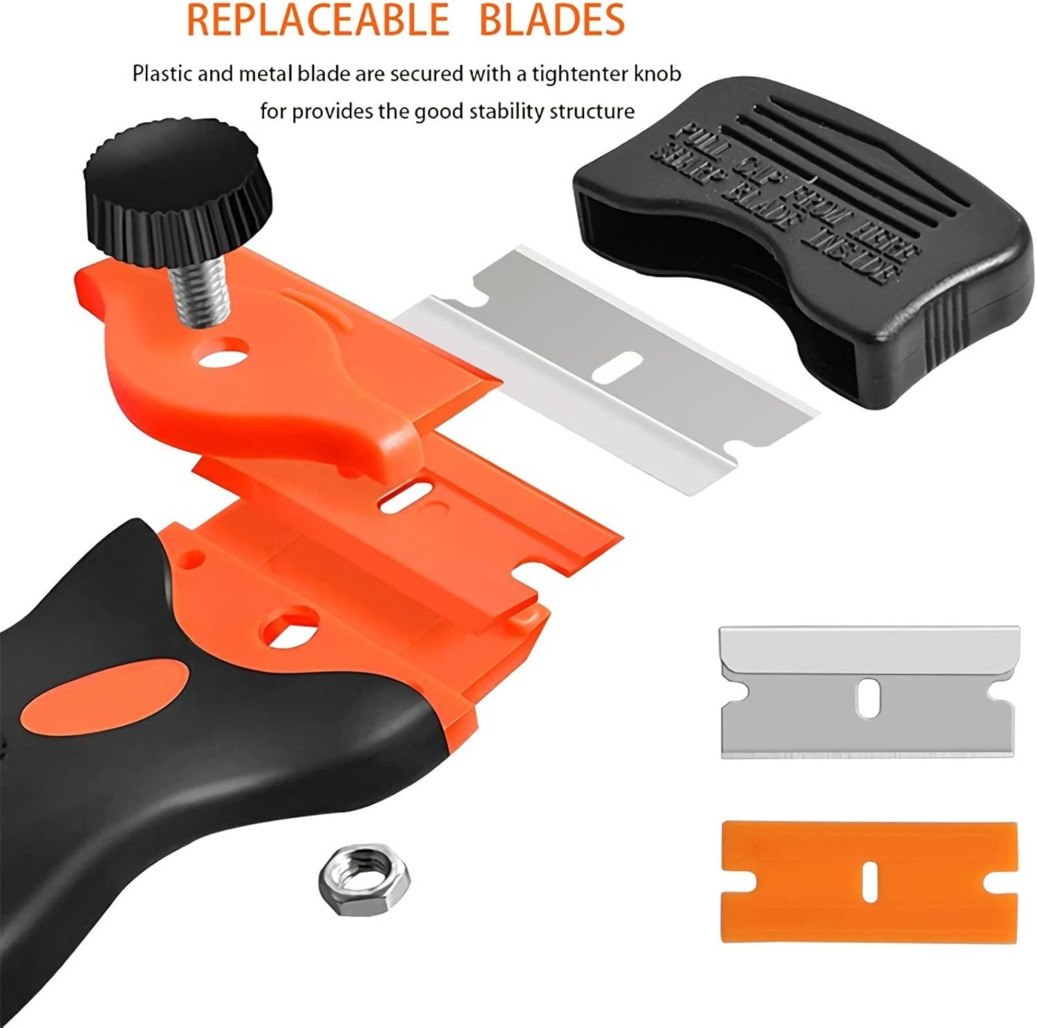 Razor Blade Scraper, 2-in-1 Double Edged Razorblade Scraper Tool with 20Pcs Razo