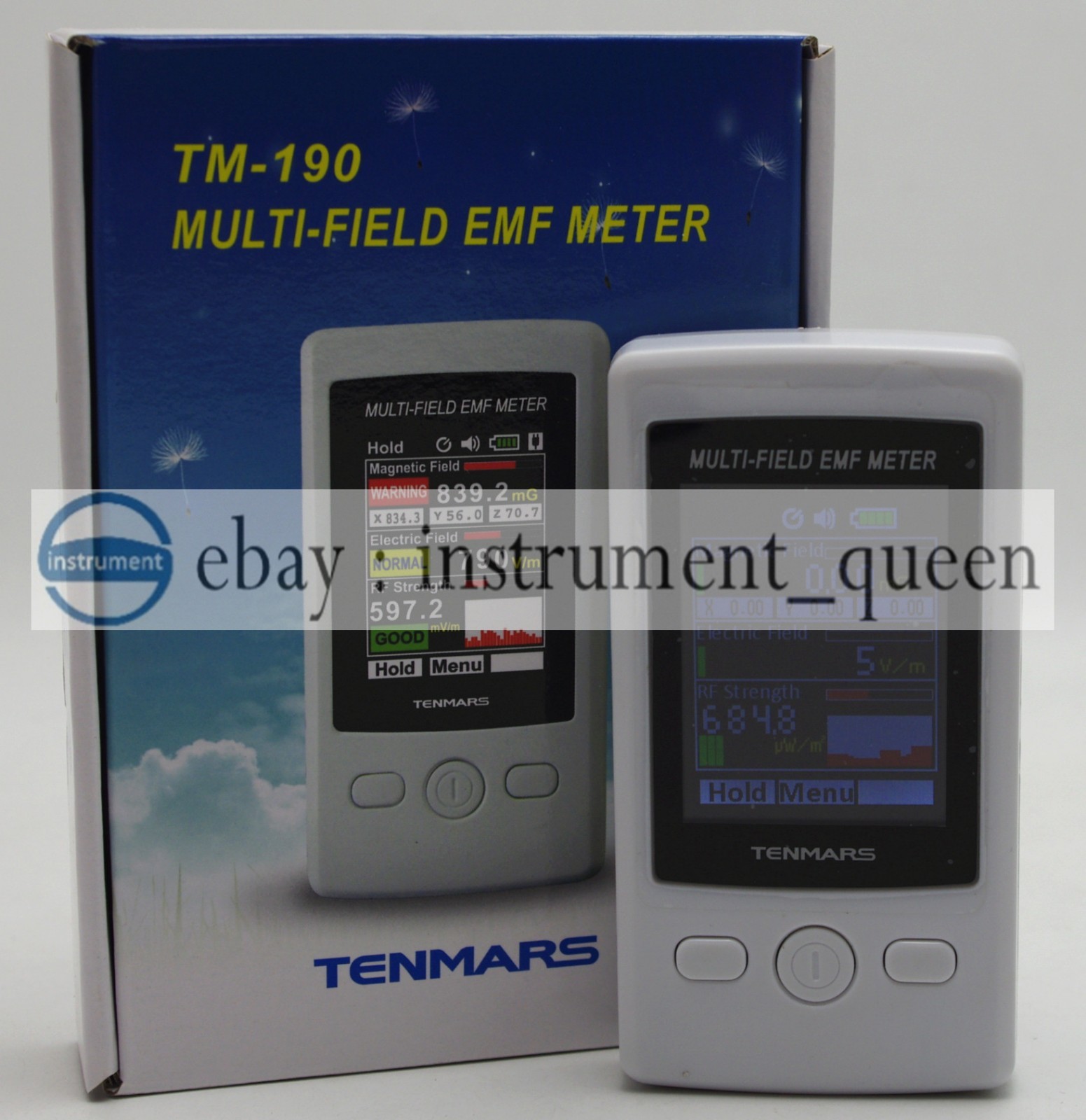 TENMARS TM-190 EMF Meter Gauss 3-axis Magnetic Electric RF Field Strenght
