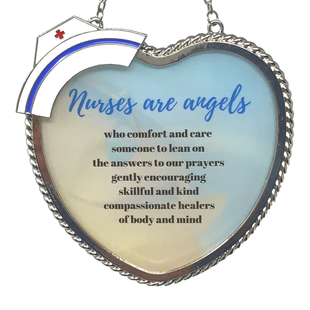 Nurses are Angels - Enameled Nurse's Hat Accent with Silver Chain to Hang #2705