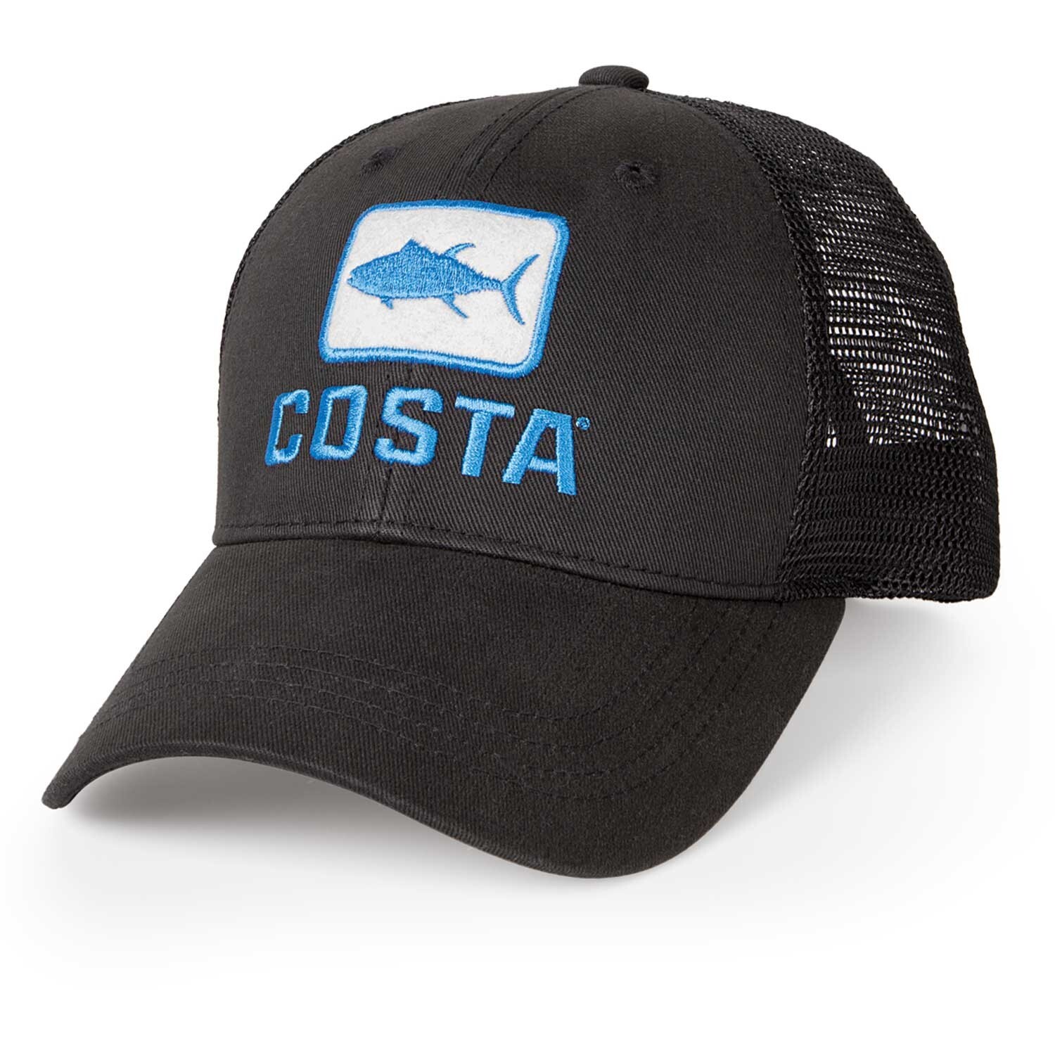 NEW COSTA DEL MAR MESH ADJUSTABLE CAP HAT BLACK TUNA