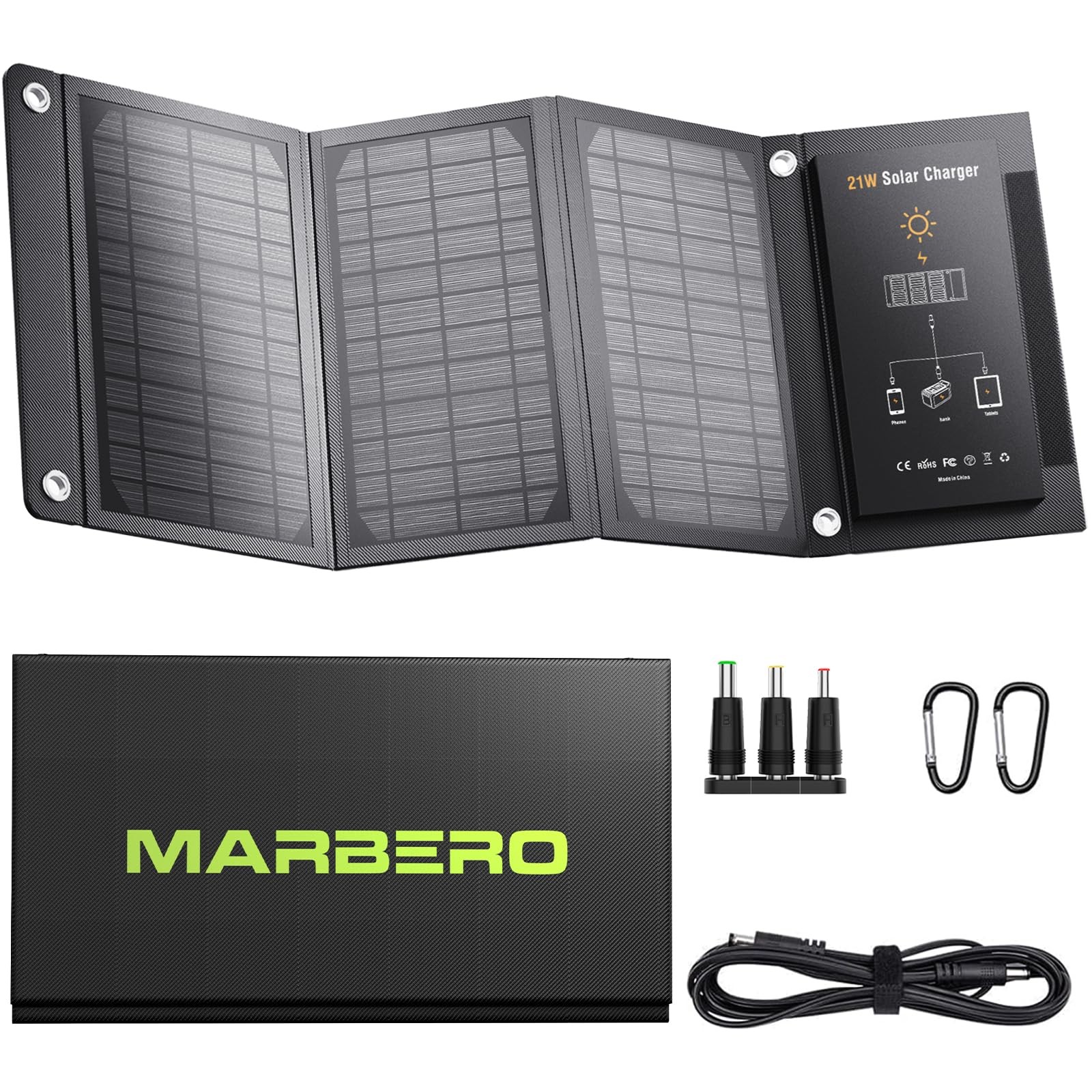 Best MARBERO 21W Portable Solar Panel Foldable Charger IP65 Waterproof Panels 23