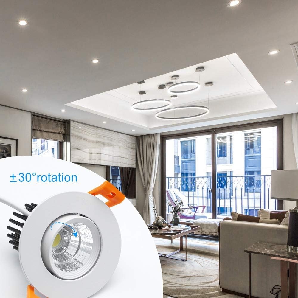 inShareplus 2 Inch LED Downlight, 3W White/6Pack, 5000k(Daylighting White)
