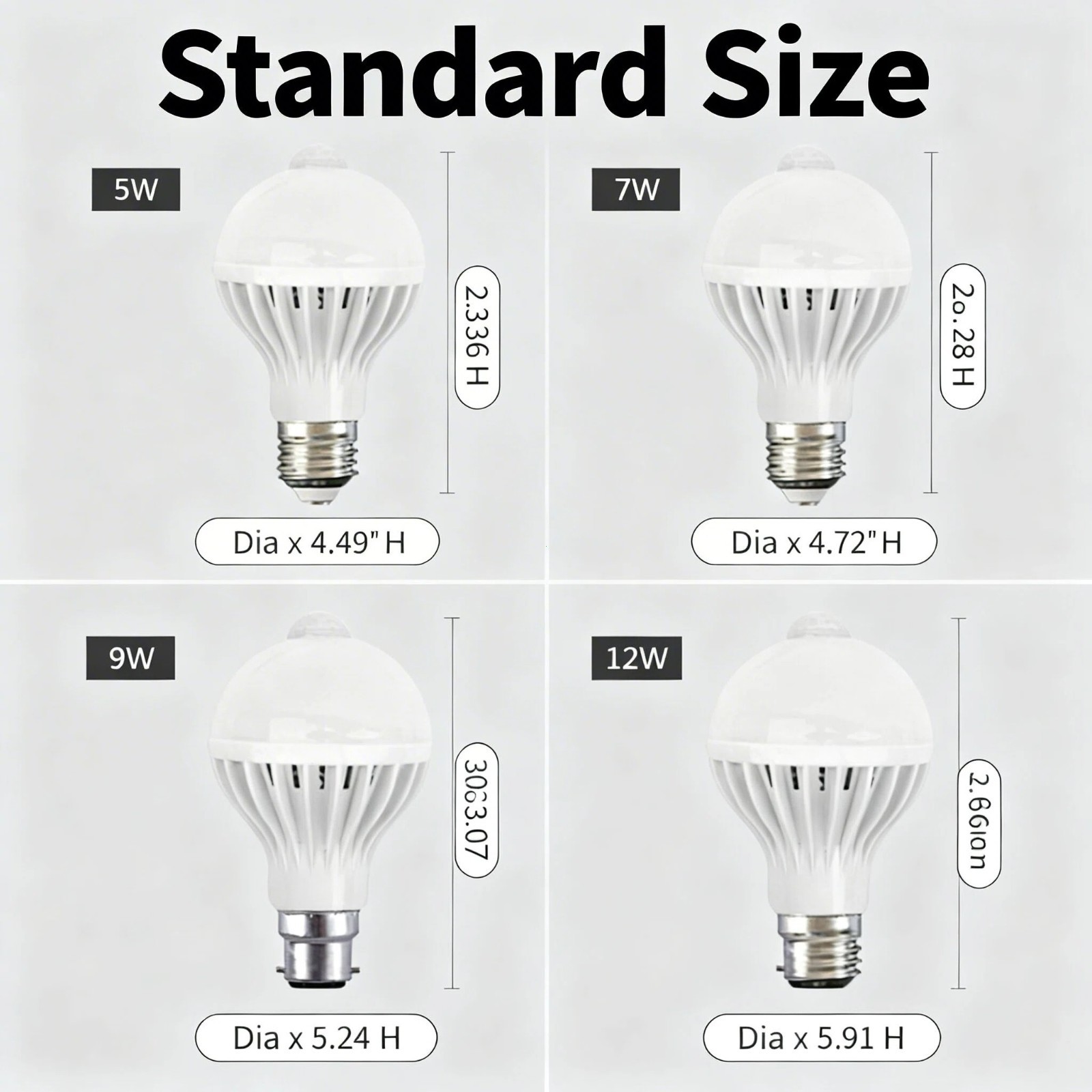 4-Pack to Dawn E26 PIR Motion Sensor Lamp 9W LED Bulb Light Infrared Motion
