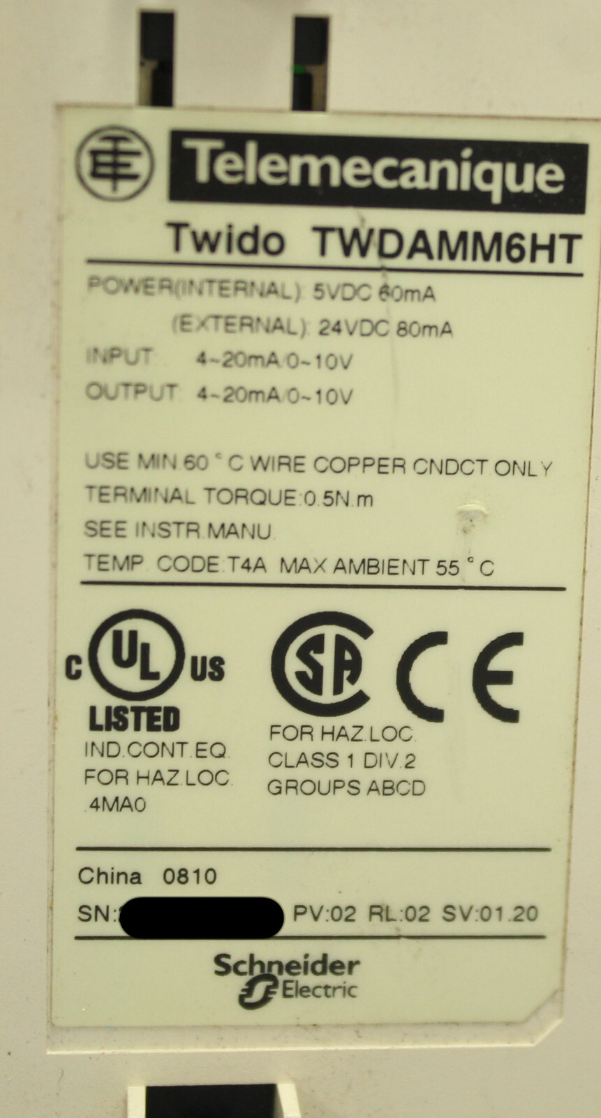 Schneider TWDAMM6HT I/O Module