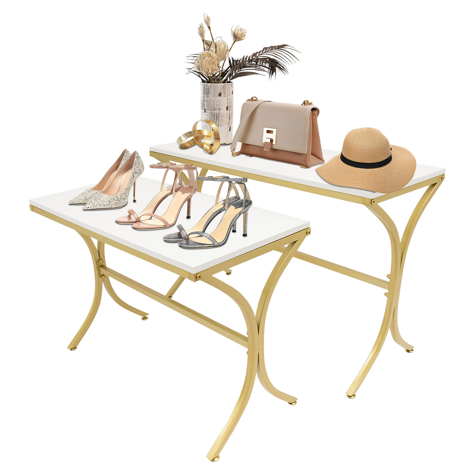 2pcs Modern Nesting Tables Handbag Display Stands Riser Shelf Storage Table