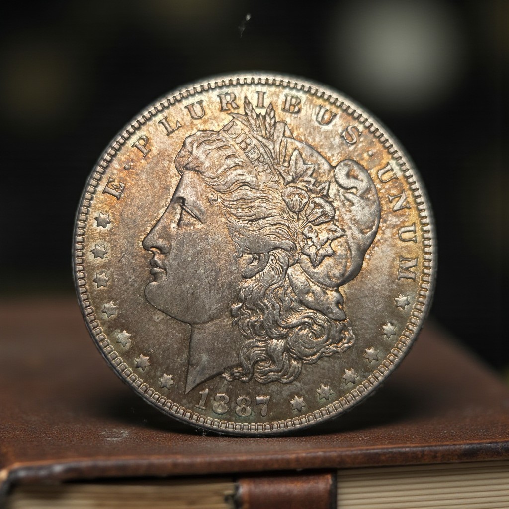 1887 Morgan Silver Dollar  90% Silver About Uncirculated **Toned**