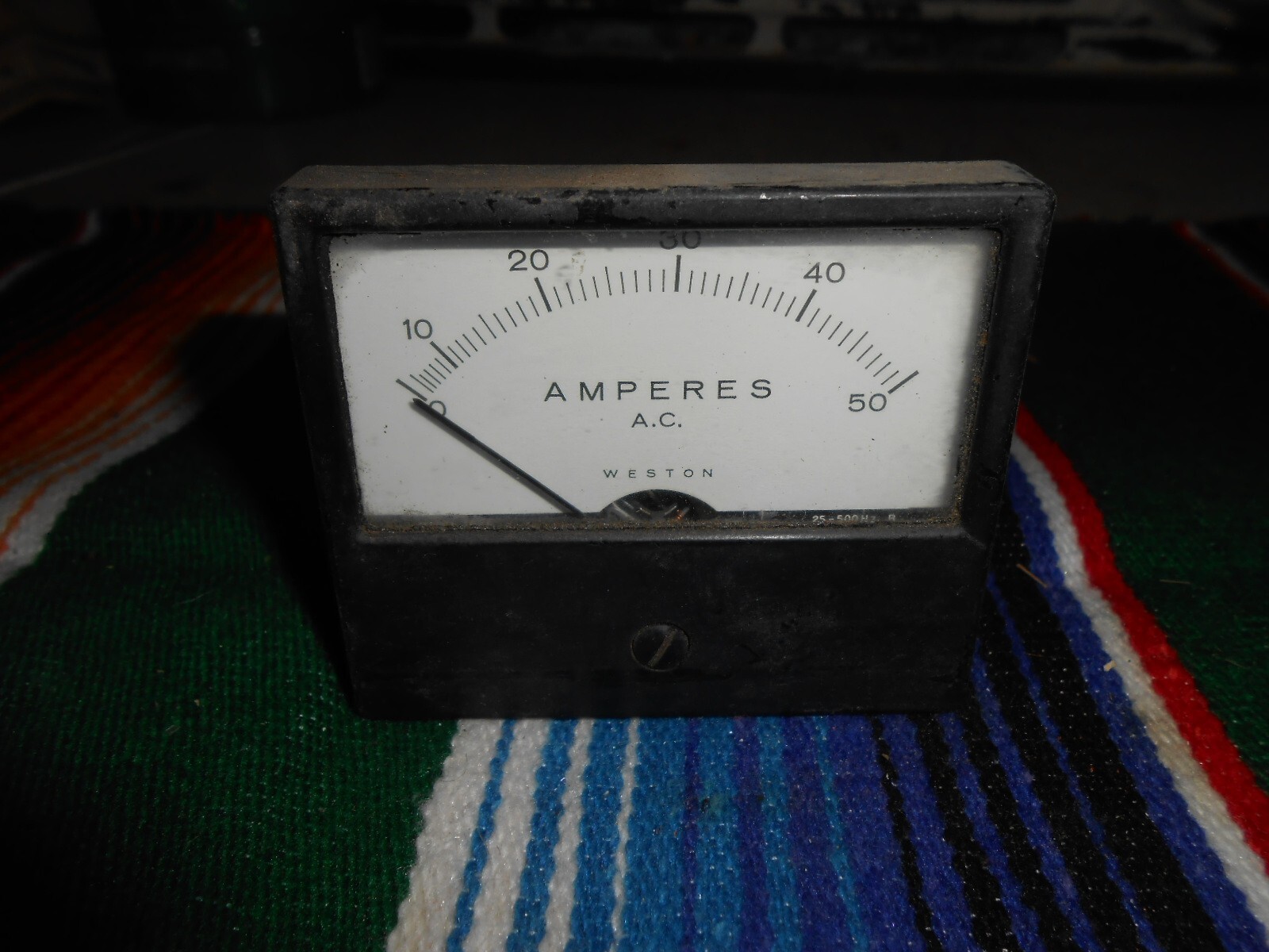 Vintage WESTON Amperes AMP Gauge 2022050-3039 25-500Hz