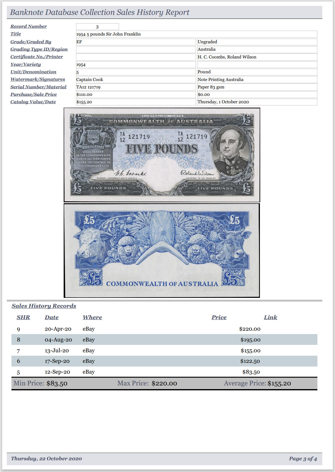 Banknote Collector Database Professional Software for Windows on USB