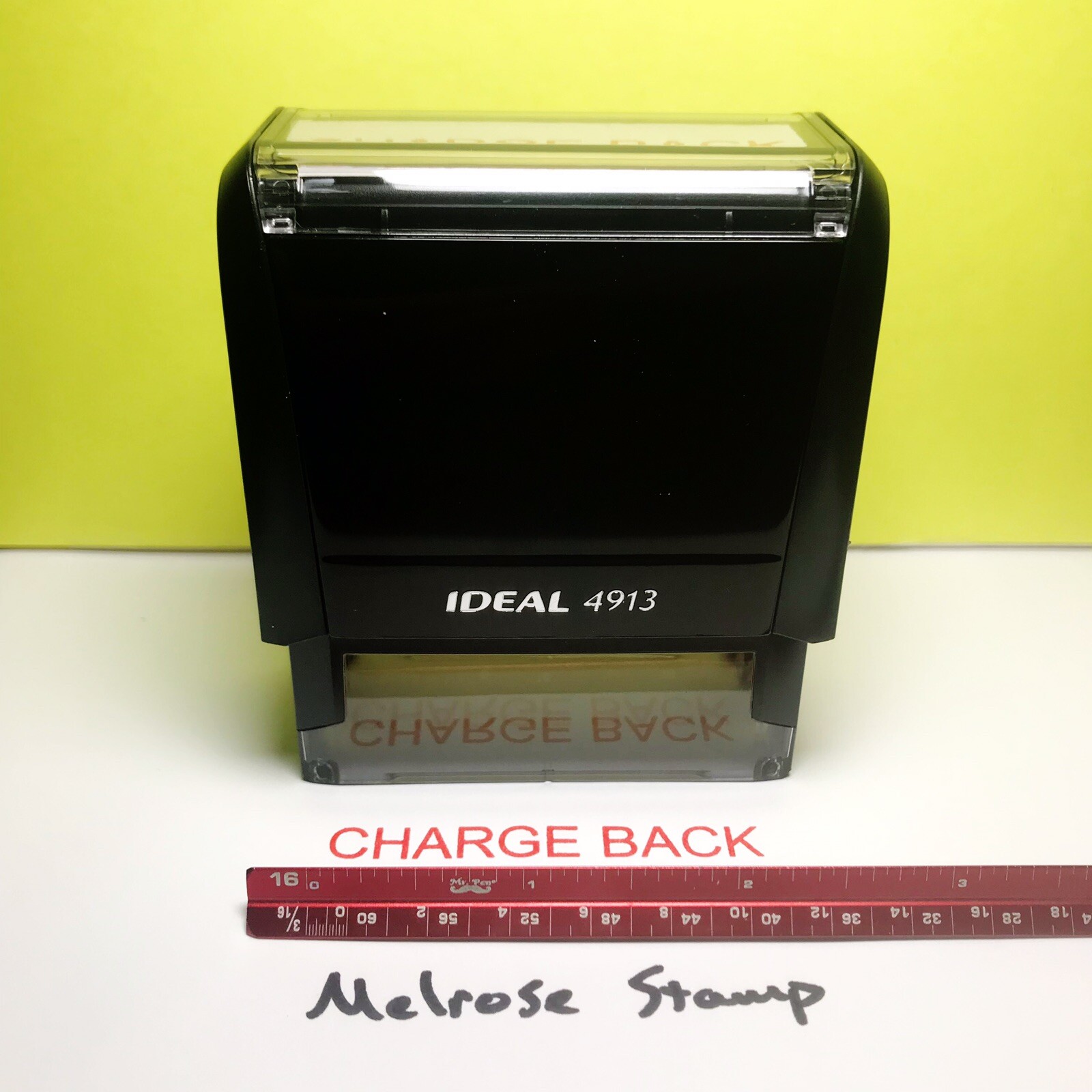 Charge Back Rubber Stamp Red Ink Self Inking Ideal 4913