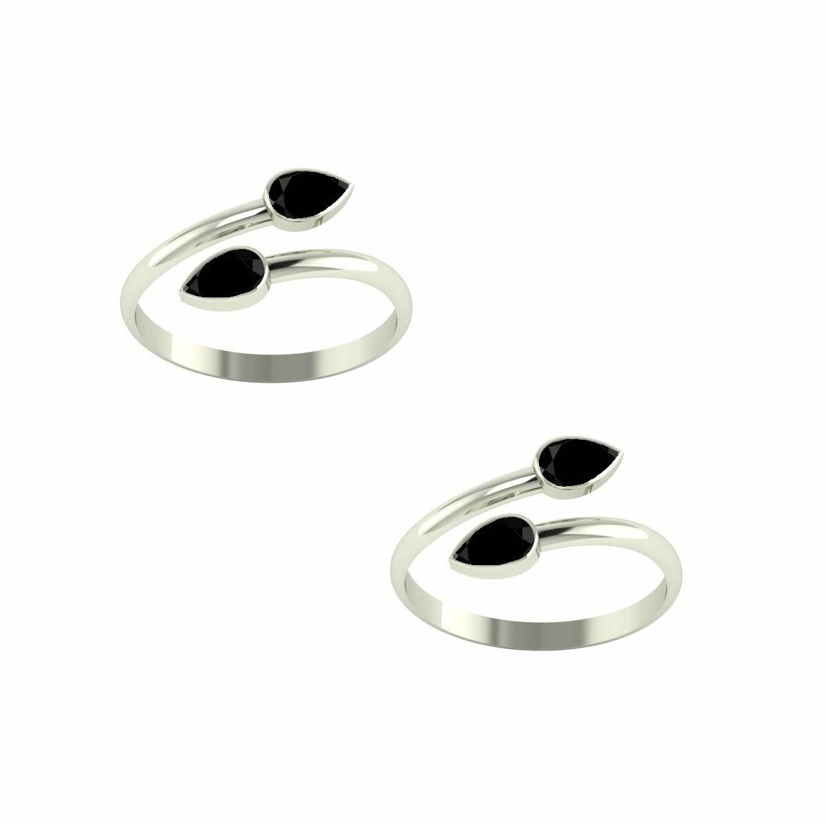 Gemstone Ring Cubic Zirconia Finger Toe Ring Leg Ring 925 Sterling Silver 1 Pair