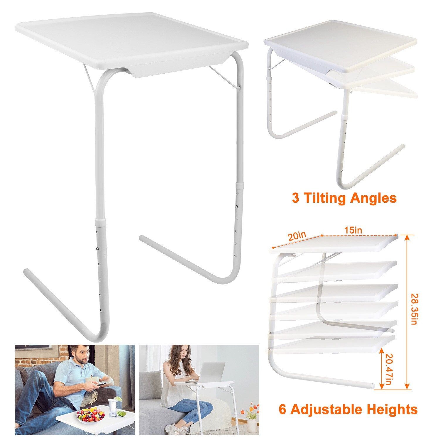 Adjustable Portable Folding Table Desk Smart TV Tray Laptop PC Dinner Bed Mate