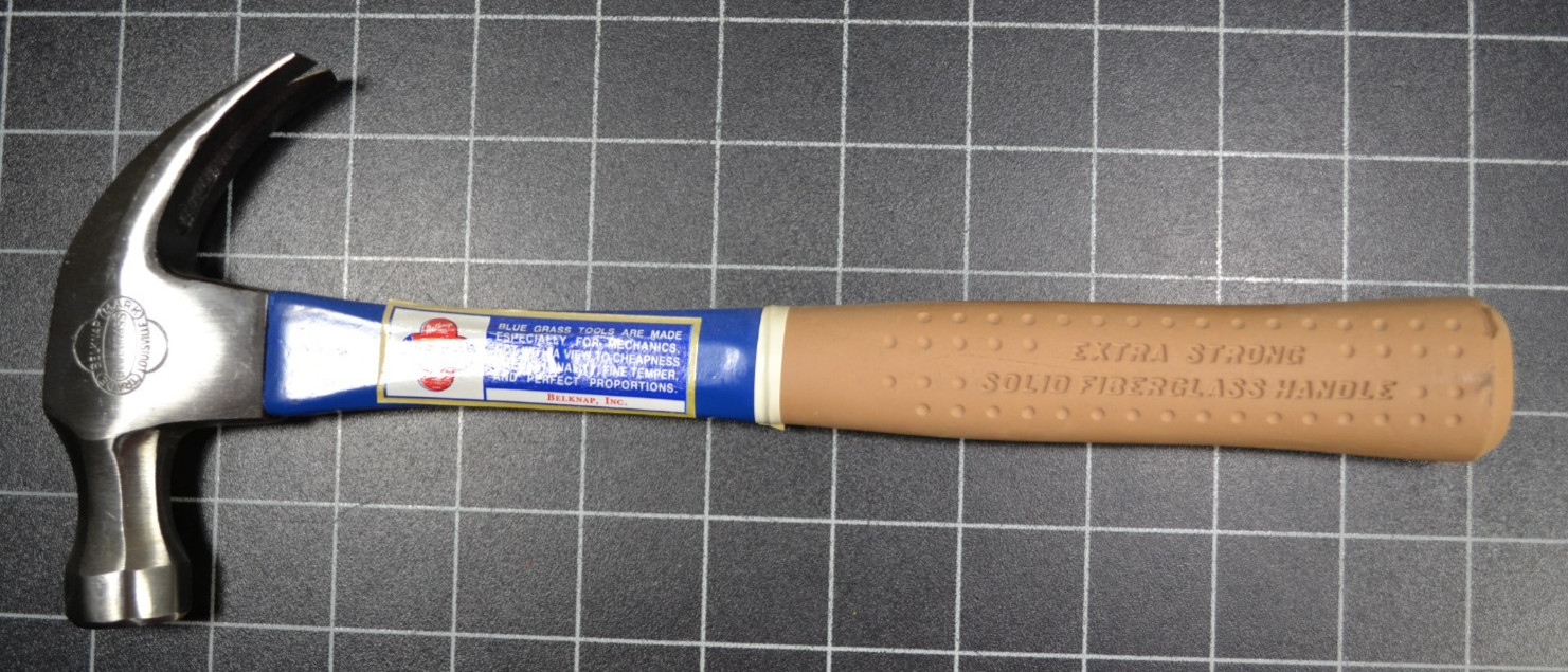 BELKNAP - BLUE GRASS - #BG147-16 - 16oz - CLAW HAMMER - FIBERGLASS HANDLE - NOS