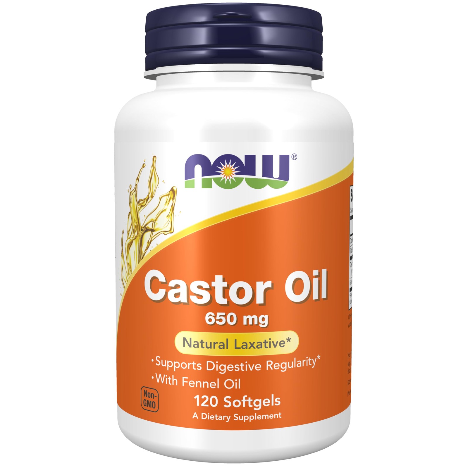 NOW Foods Supplements, Castor Oil 650 mg with 120 Count (Pack of 1), Yellow