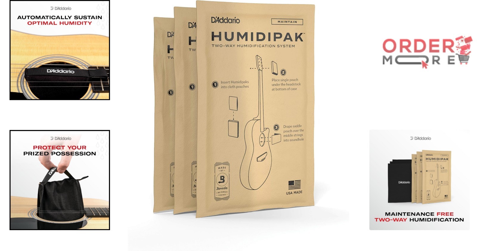 Guitar Humidifier Pack 3 Pcs Two-Way System Protects Wooden Instruments