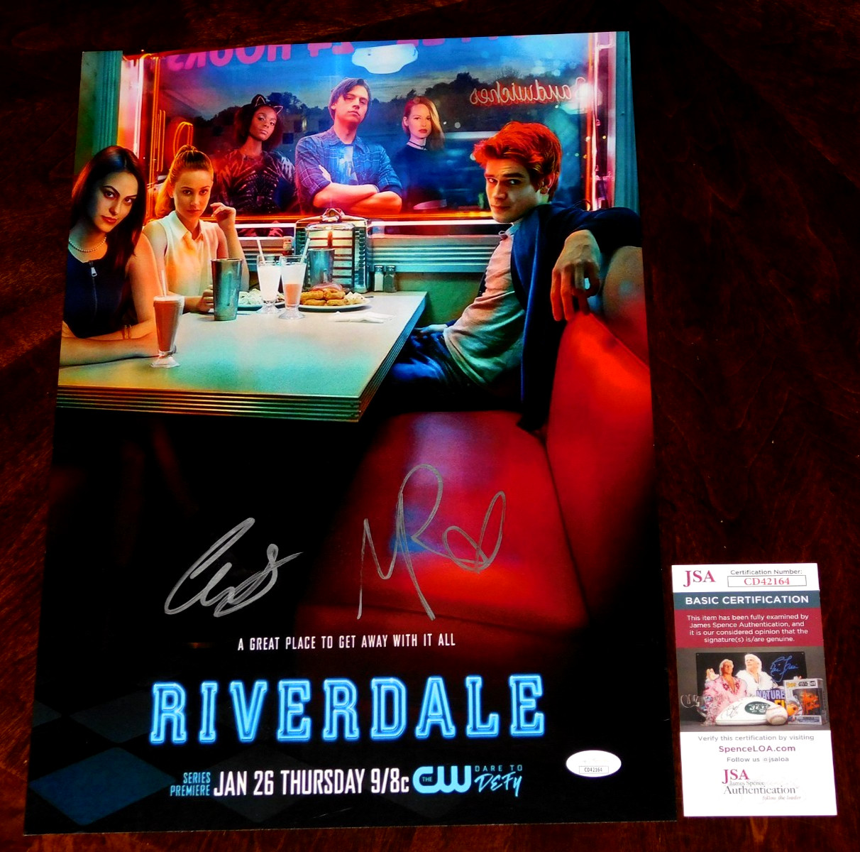 CAMILA MENDES & MADELAINE PETSCH SIGNED 12X18 RIVERDALE TV SHOW POSTER JSA COA!!