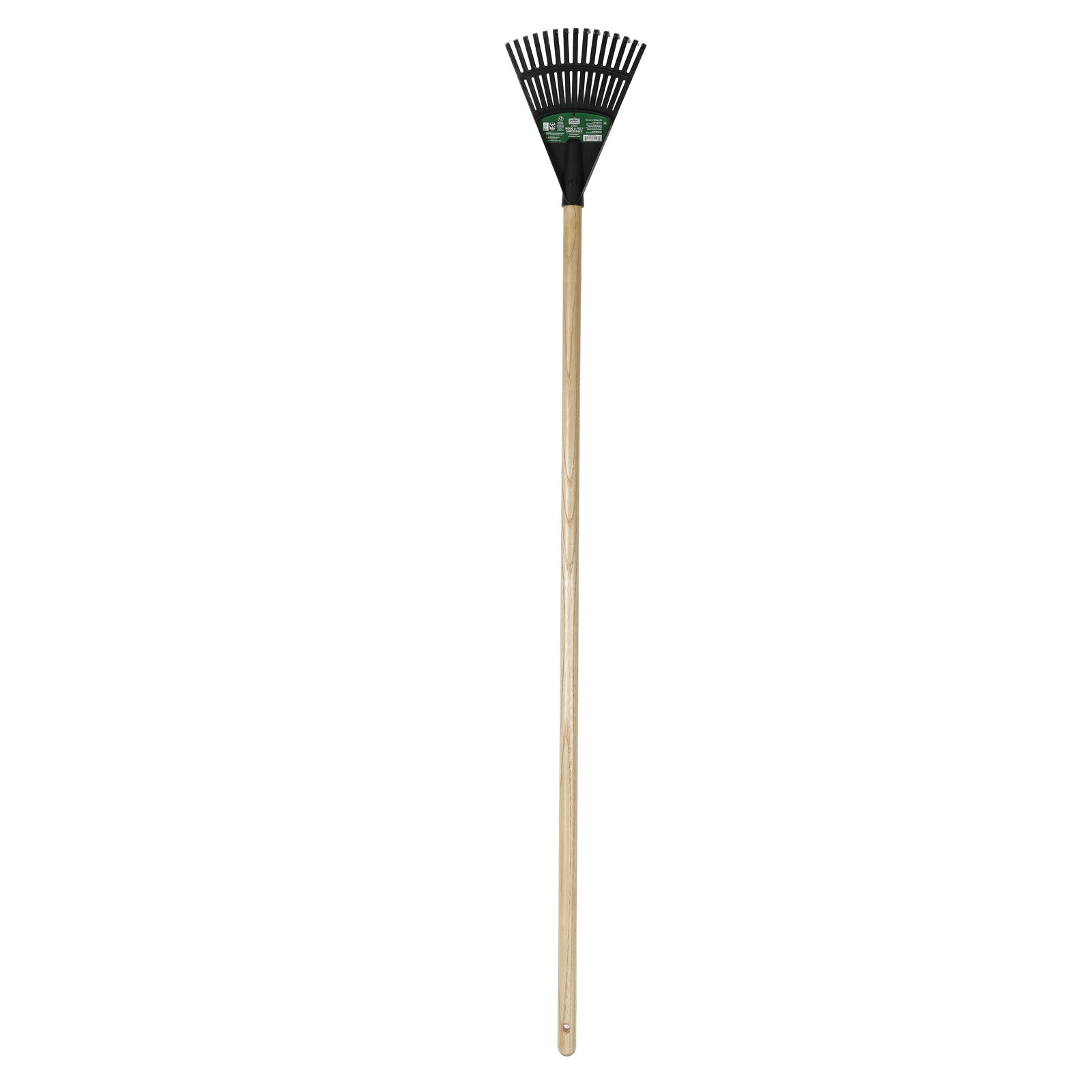 8-inch Wood & Poly Shrub Leaf Rake Ergonomic Handle Versatile Yard Tool