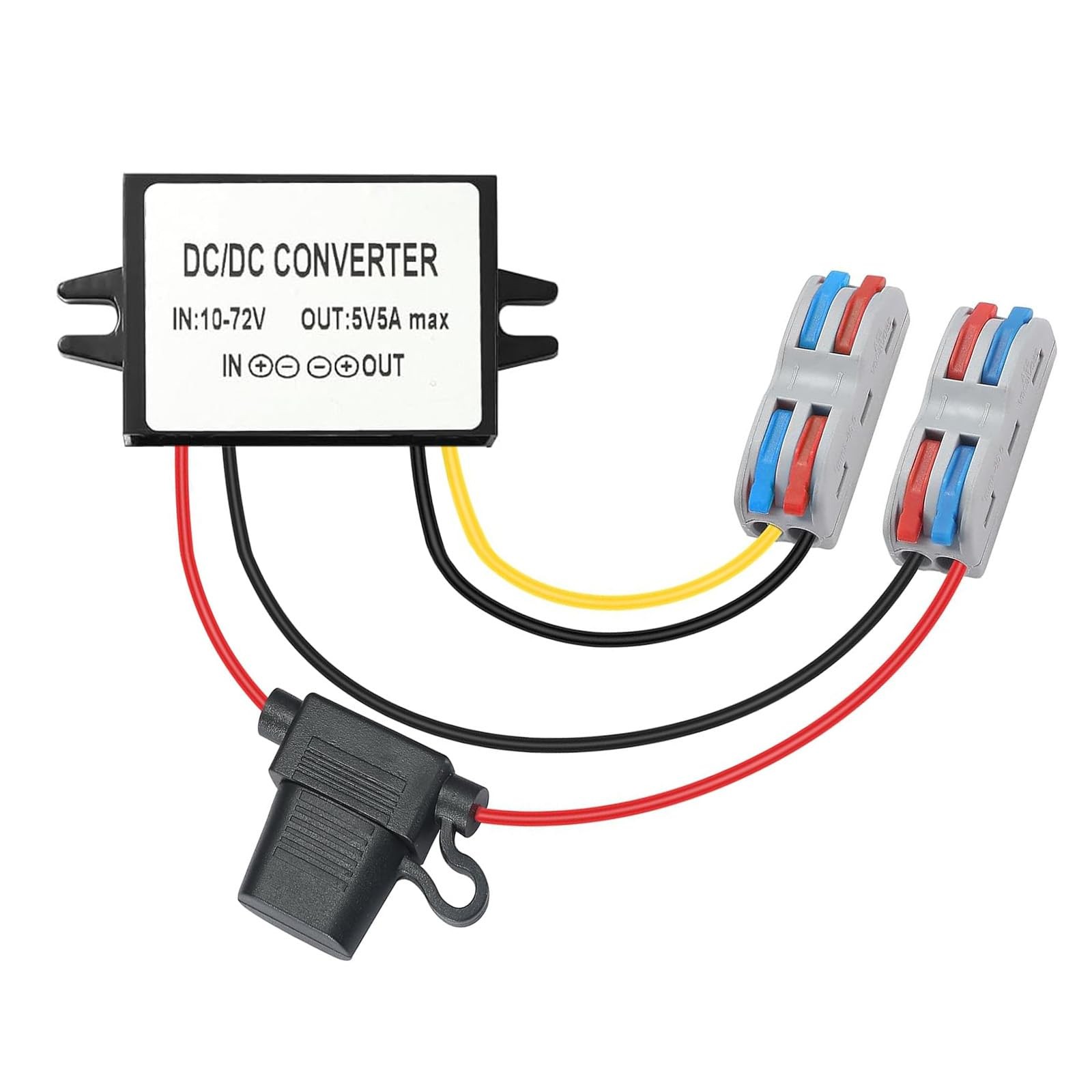 DC 10-72V Step Down to 5V 5A 25W Converter for Golf Carts and Forklifts