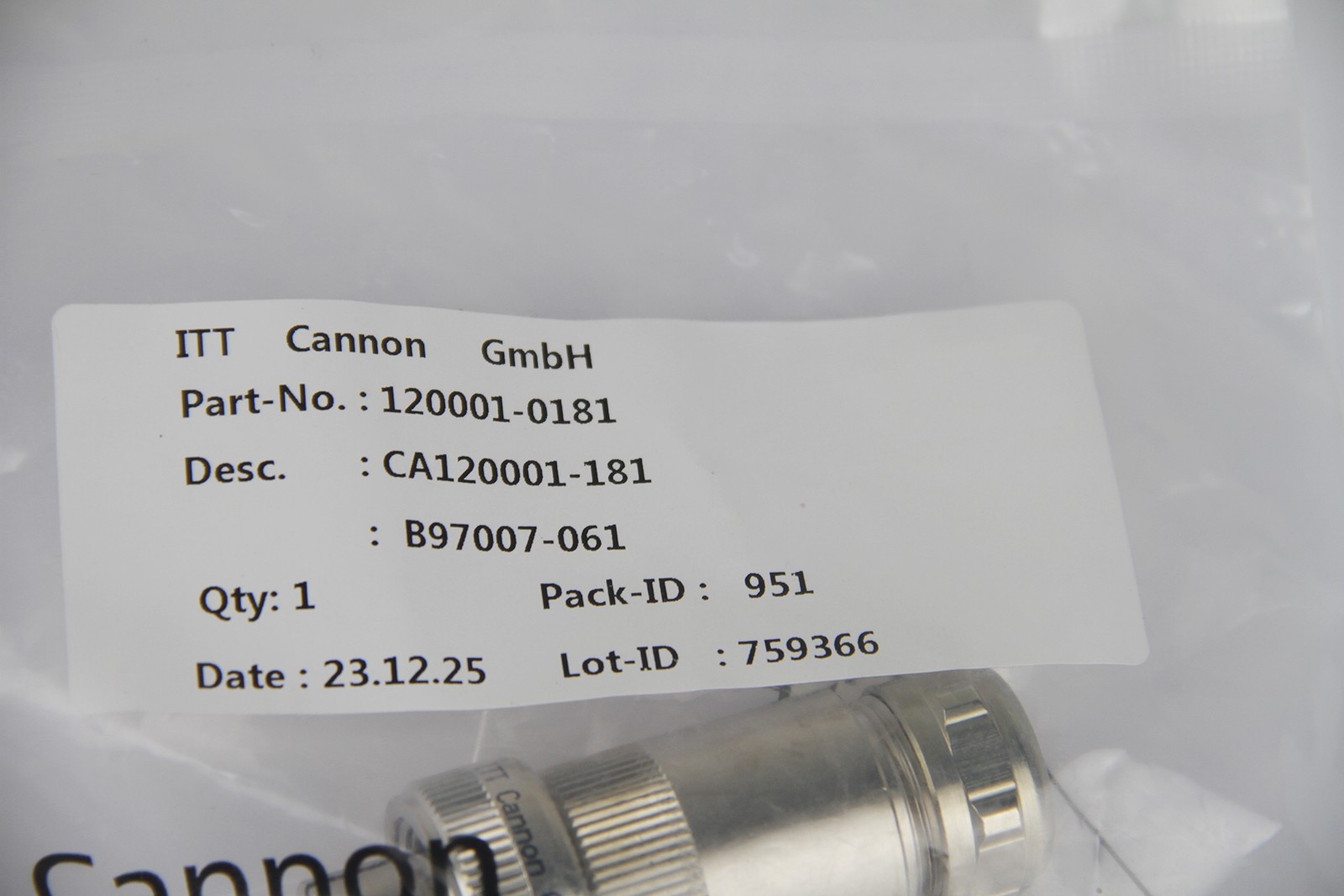 One Brand New ITT B97007-061 MOOG Cannon